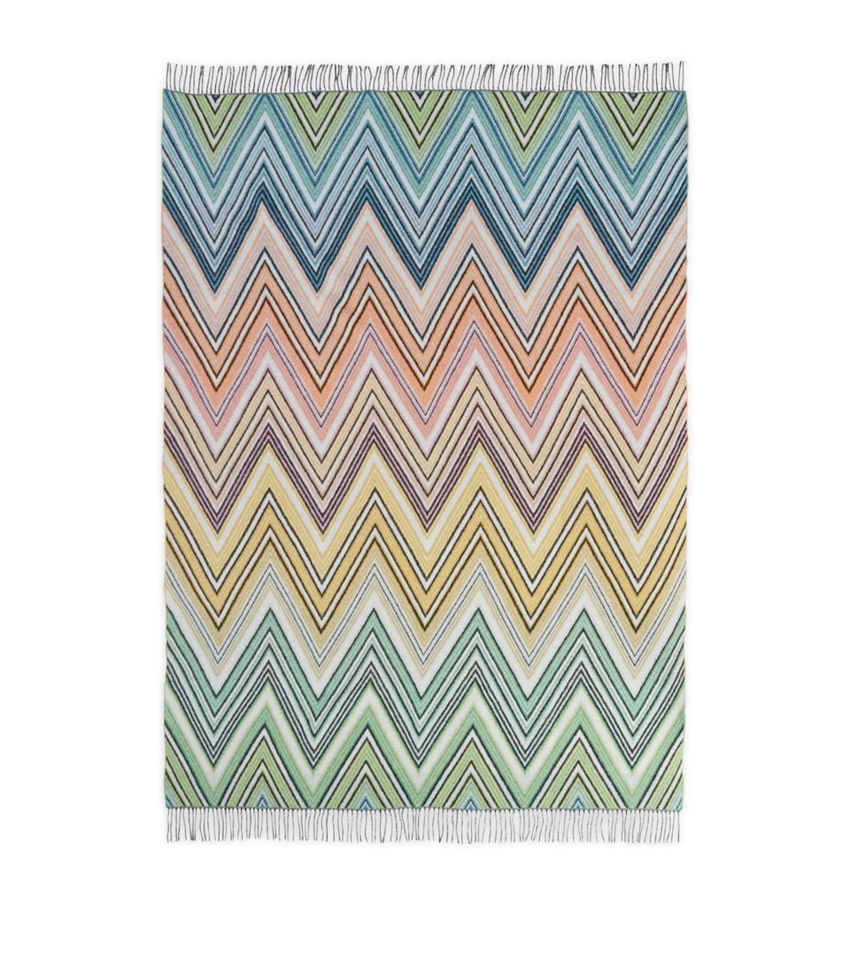Missoni Home Wool-Blend Plume Throw (130cm x 190cm) Green Multicolor