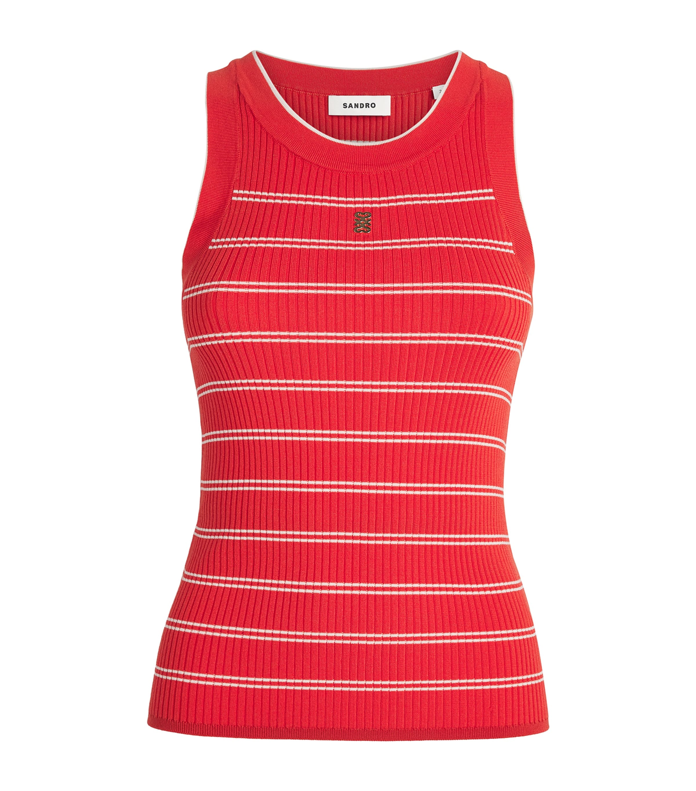 Sandro Paris Womens Knit Stripe Tank Top Red