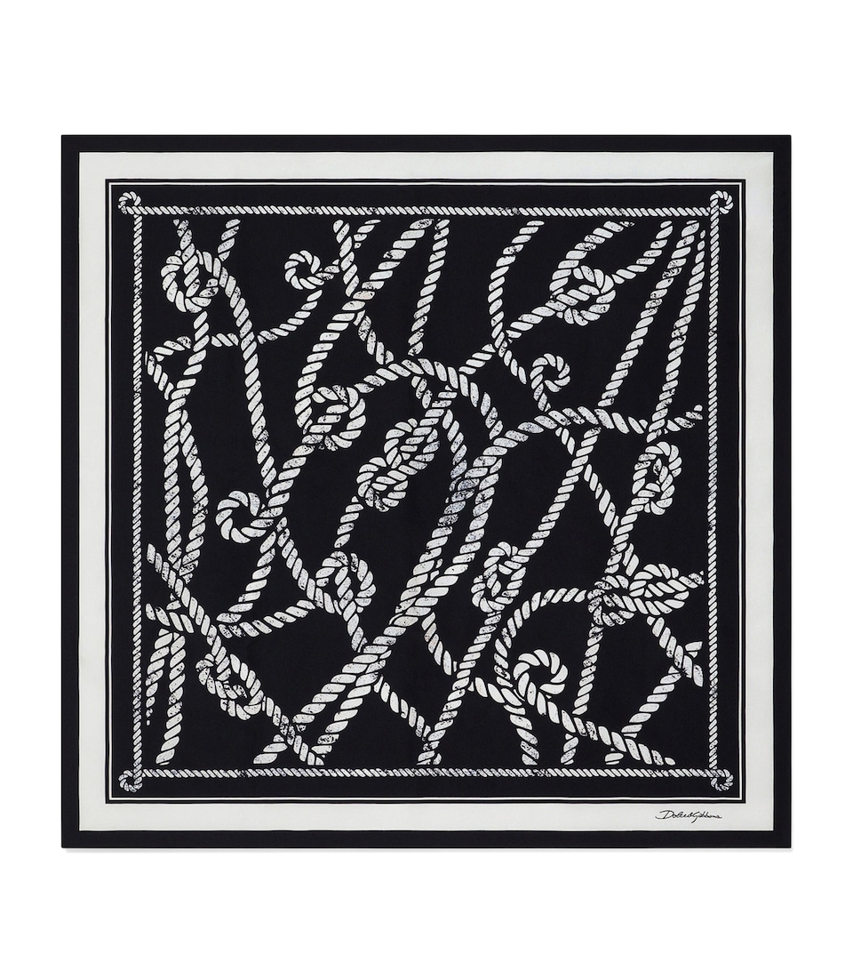 Dolce&Gabbana Silk Twill Knot-Print Scarf Corde F.blu Na
