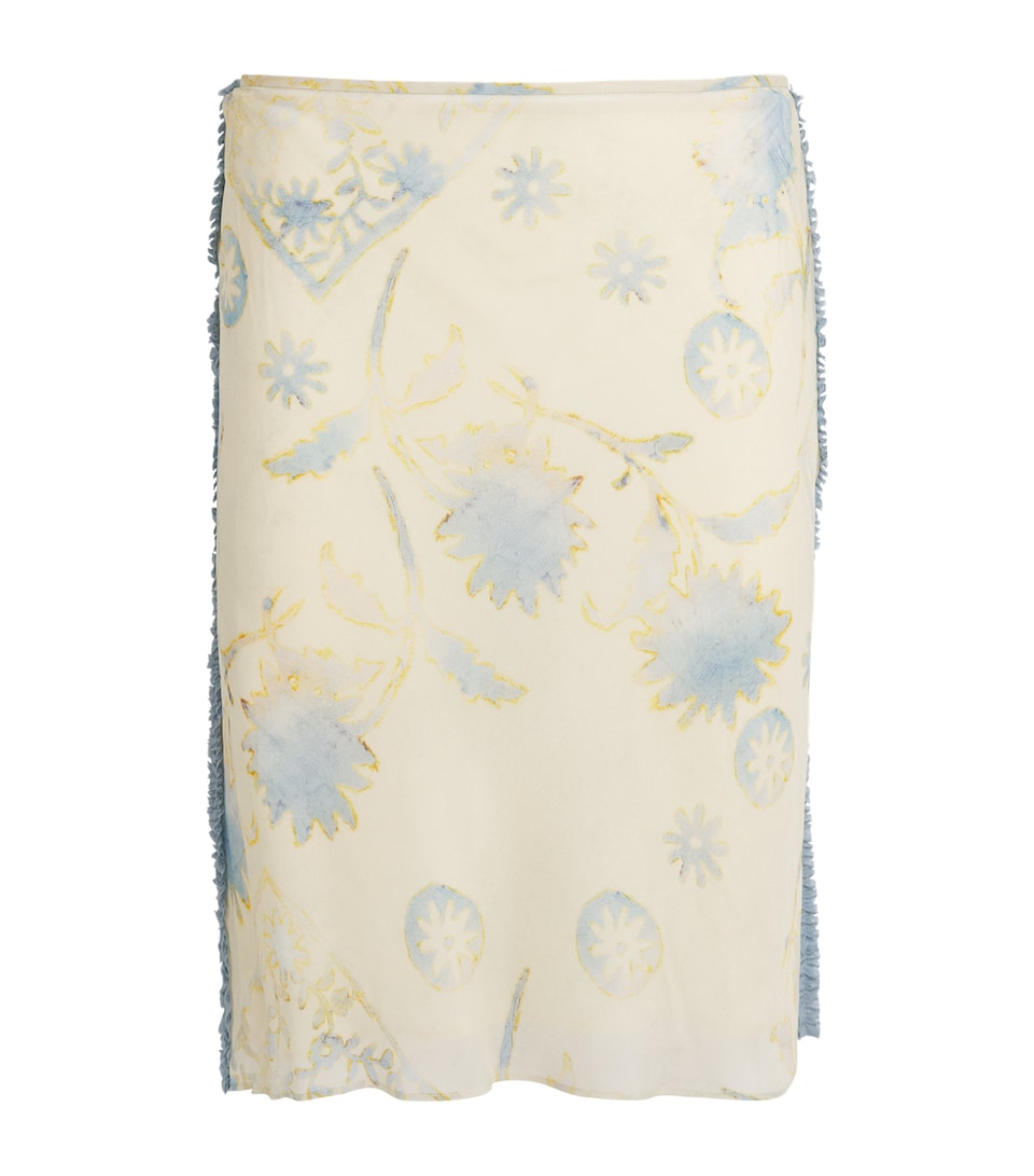 SIR. Womens Satin Floral Cecile Midi Skirt Eira Butter