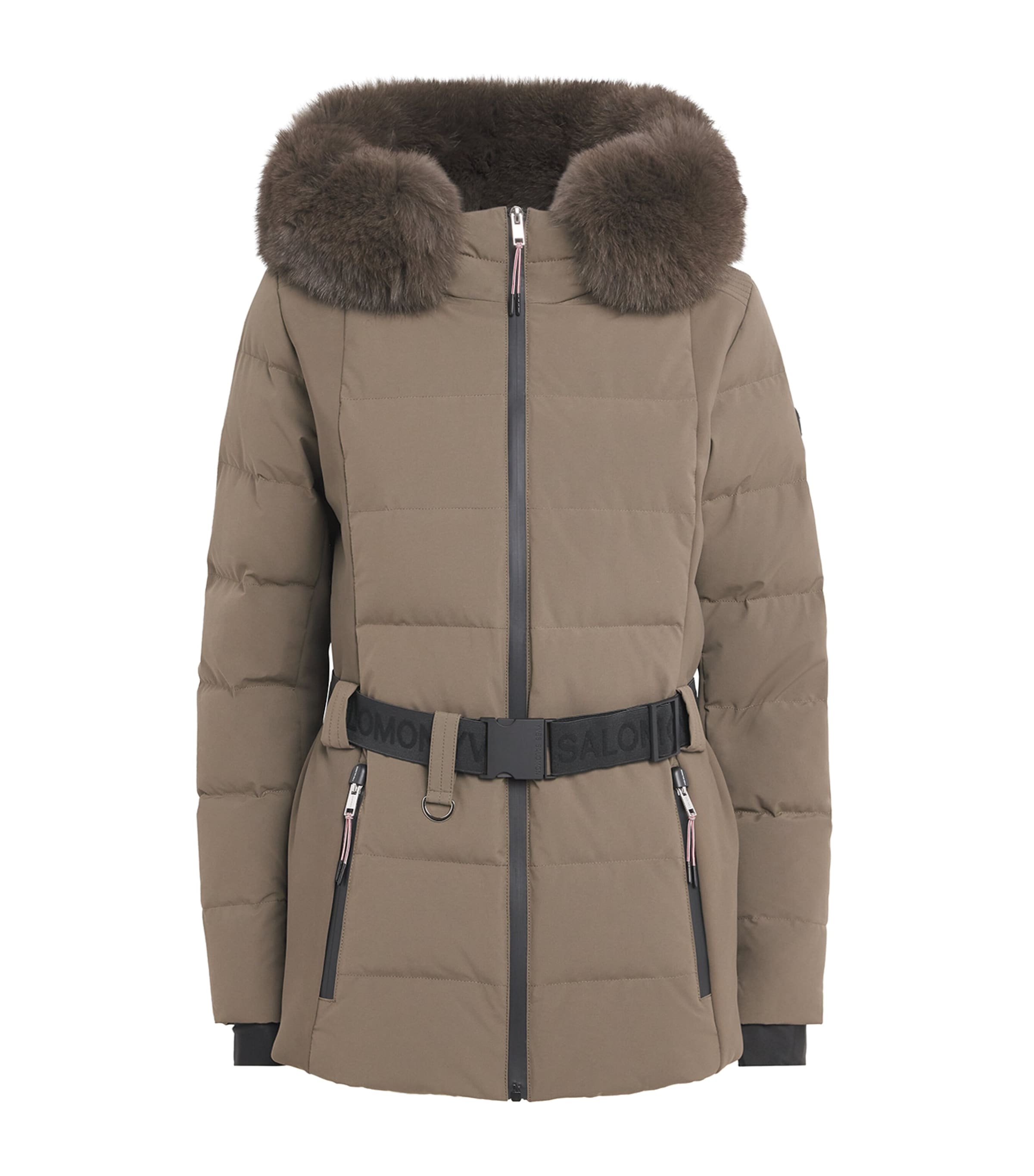 Down-Fox Fur Belted Ski Jacket