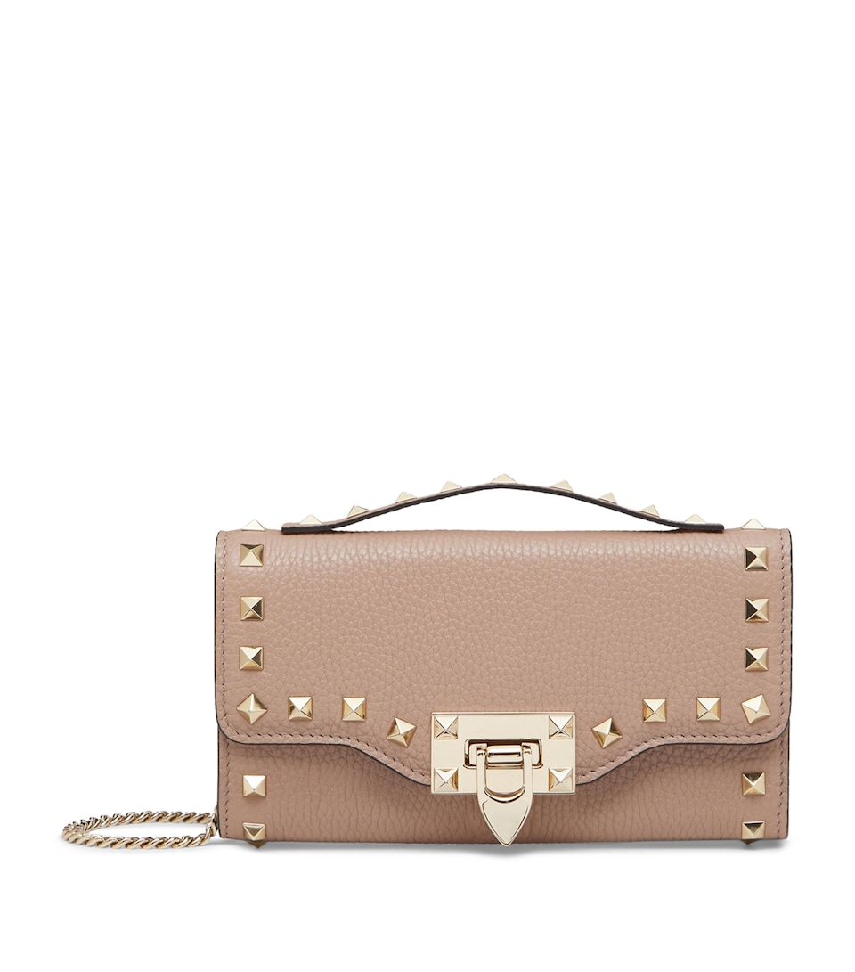 Valentino Garavani Leather Rockstud Chain Wallet