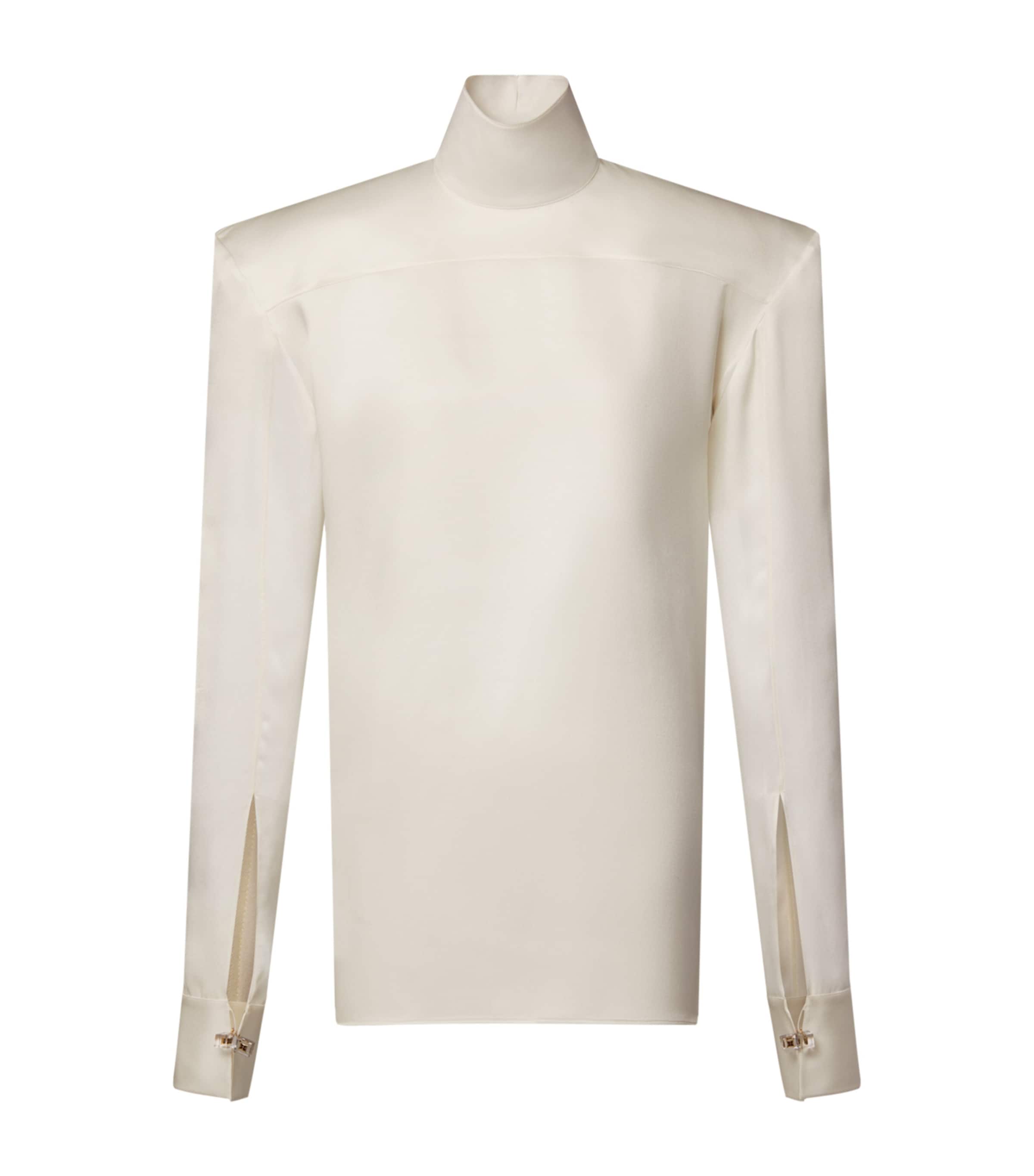 LOUIS VUITTON Womens Silk Open-Back Blouse Milk White