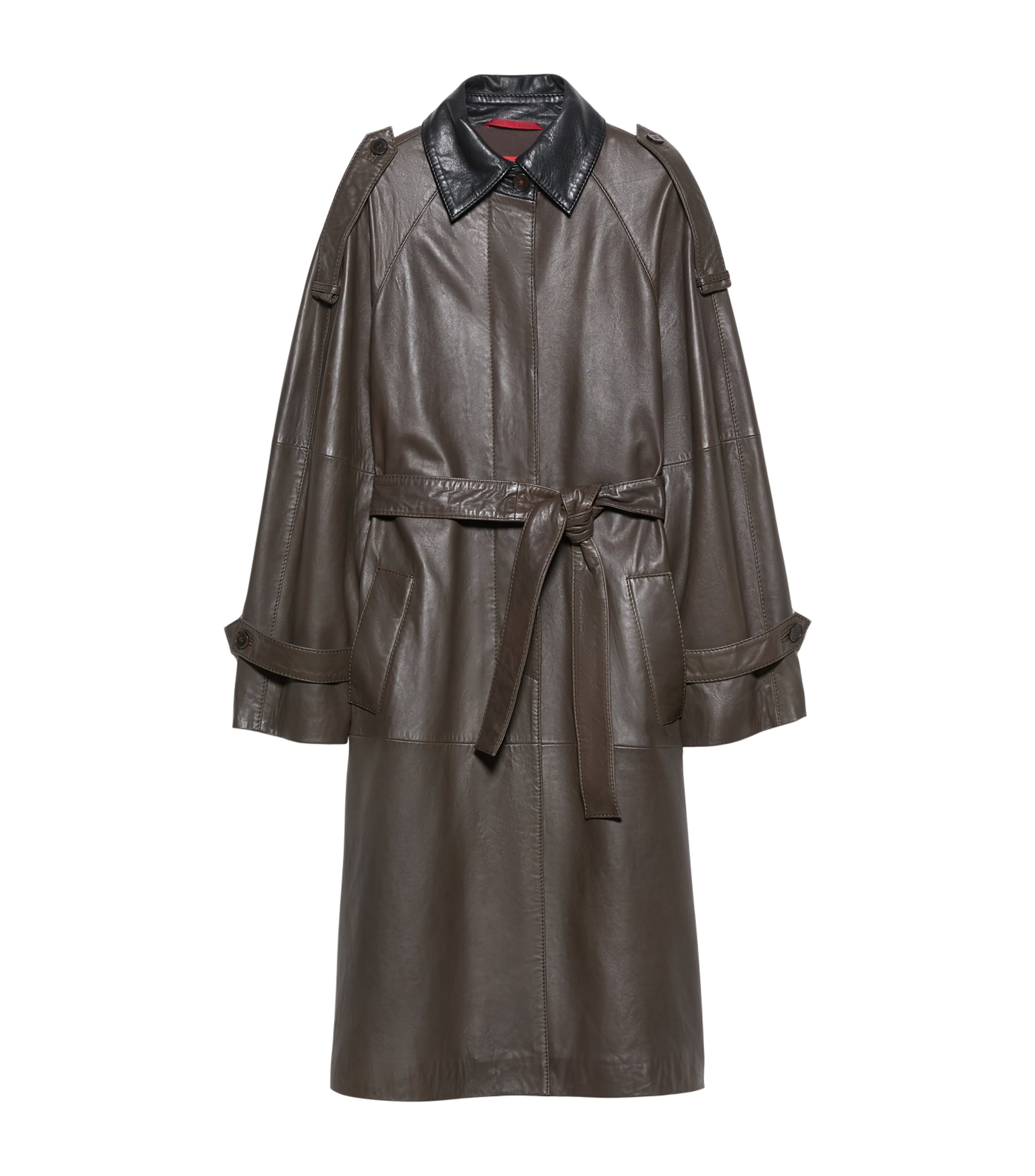 MAX&Co. Womens Lambskin Trench Coat Chocolate