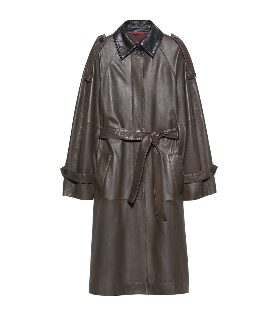 MAX&Co. Womens Lambskin Trench Coat Chocolate