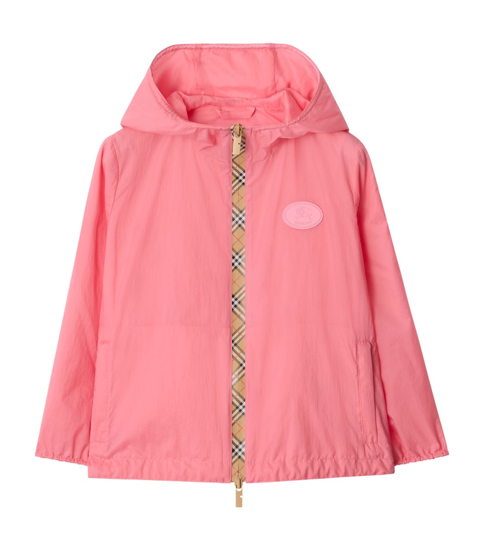 Burberry Kids Nylon Check-Tape Jacket (3-12 Years) Flamingo Pink