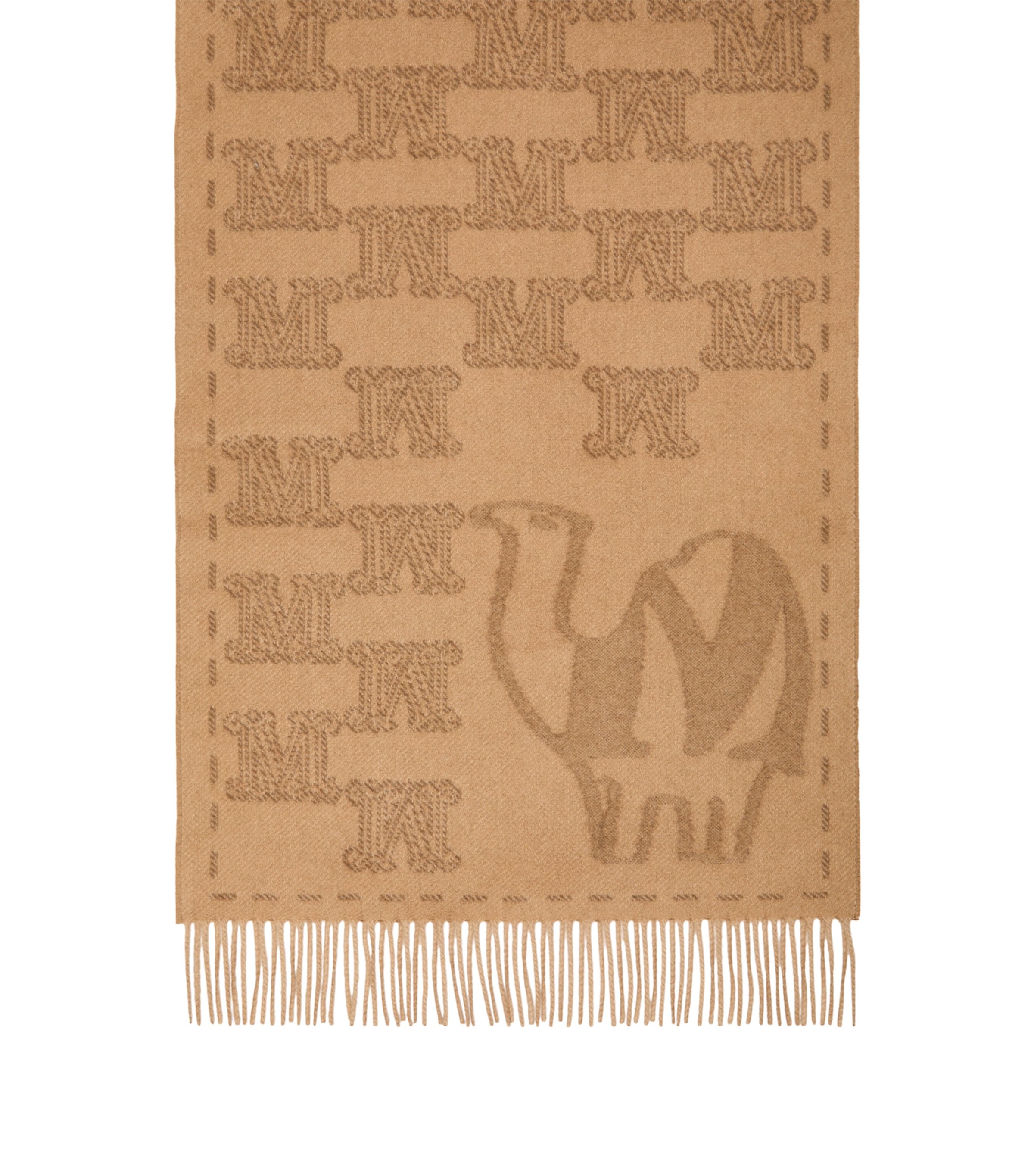 Max Mara Cashmere Jacquard Scarf Camel