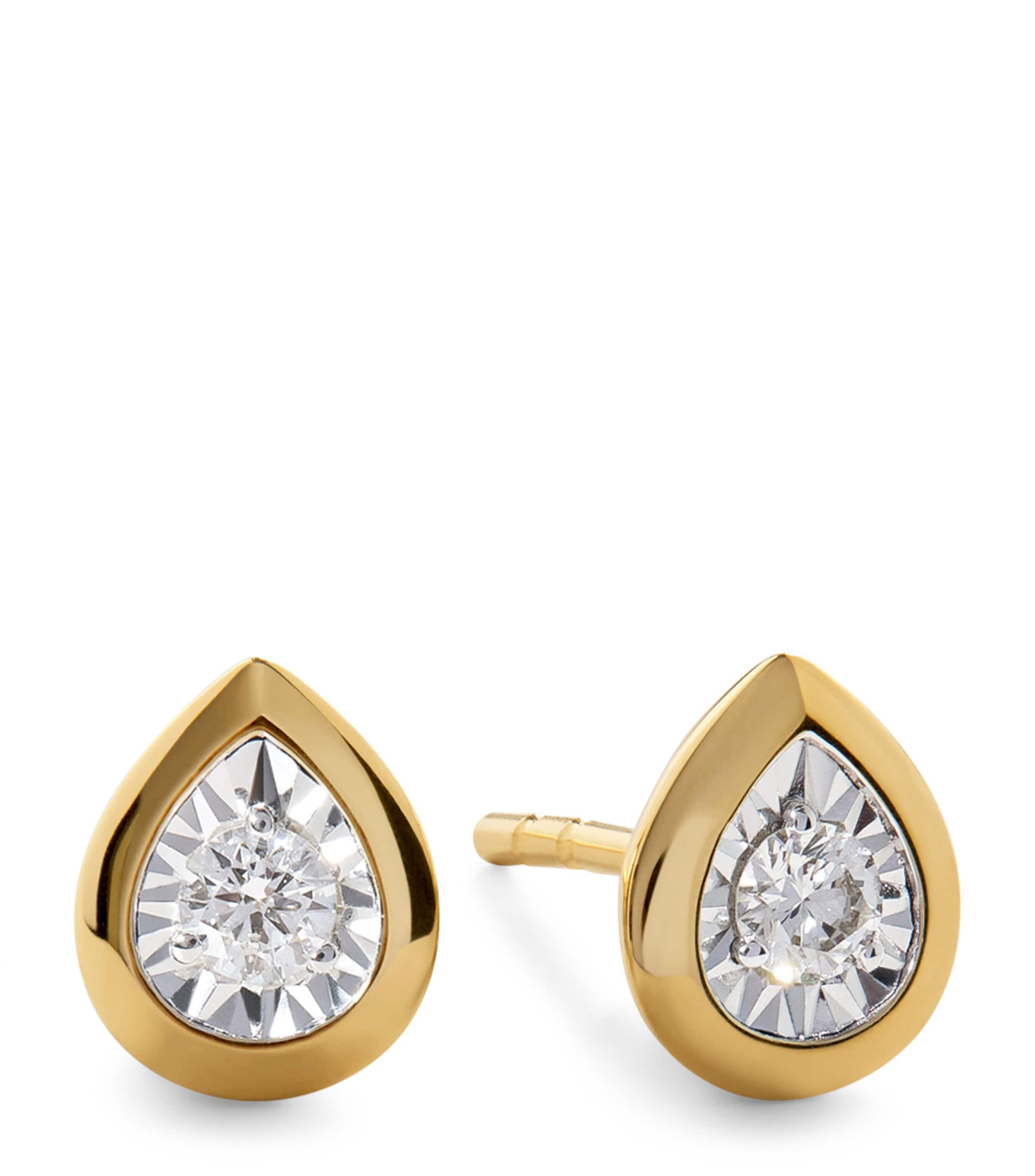 Monica Vinader Gold Vermeil and Diamond Stud Earrings Gold Vermeil