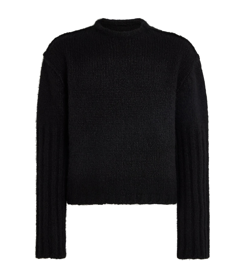 Rick Owens Mens Cashmere-Silk Crew-Neck Sweater Black