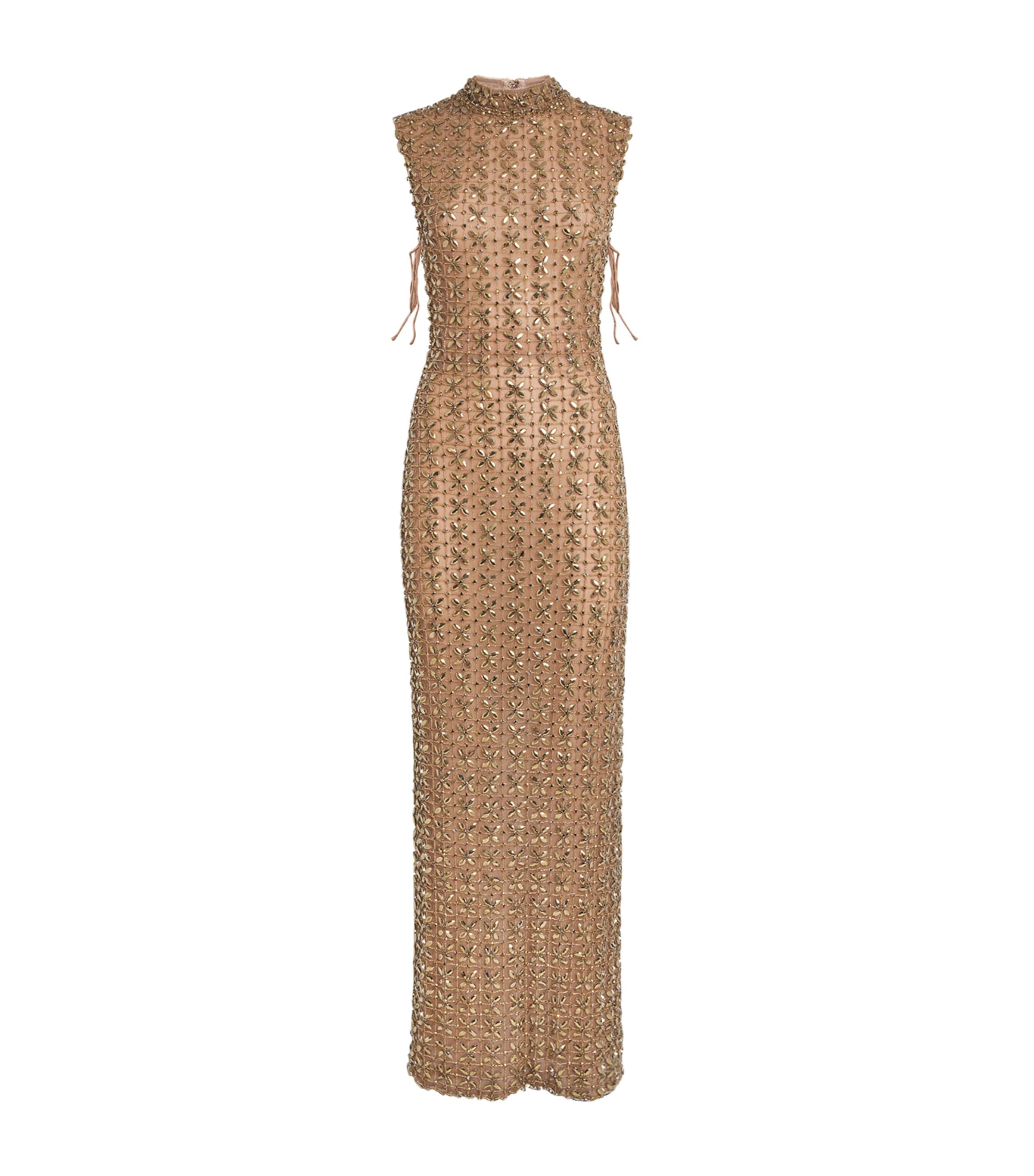 Rachel Gilbert Womens Embellished Indi Gown Gold