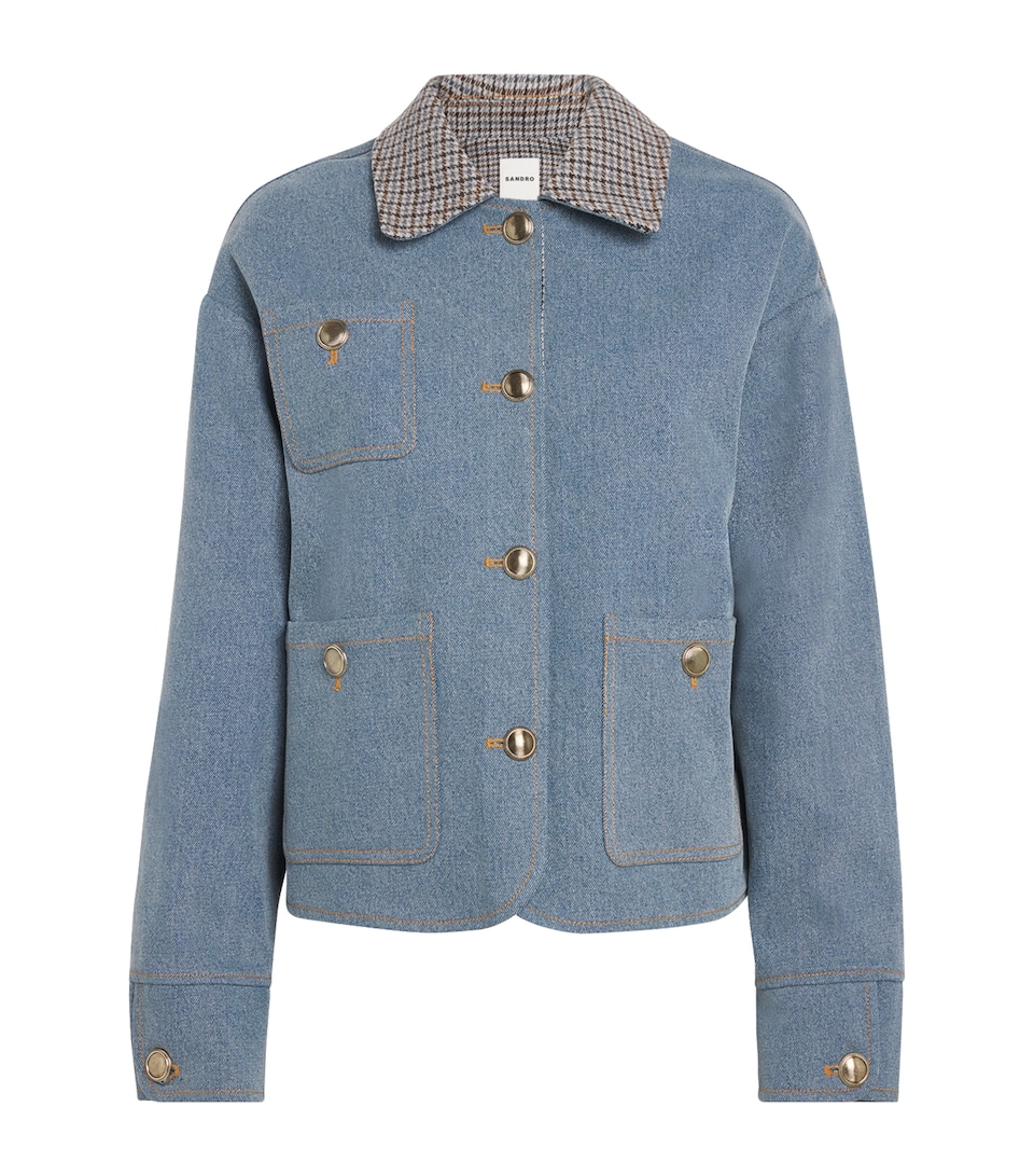 Denim Check-Trim Jacket