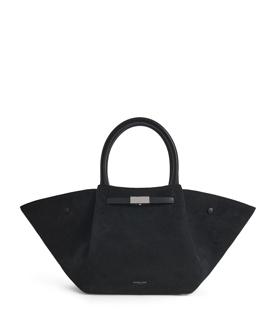 Demellier Midi Suede The New York Tote Bag Black/black W/sh