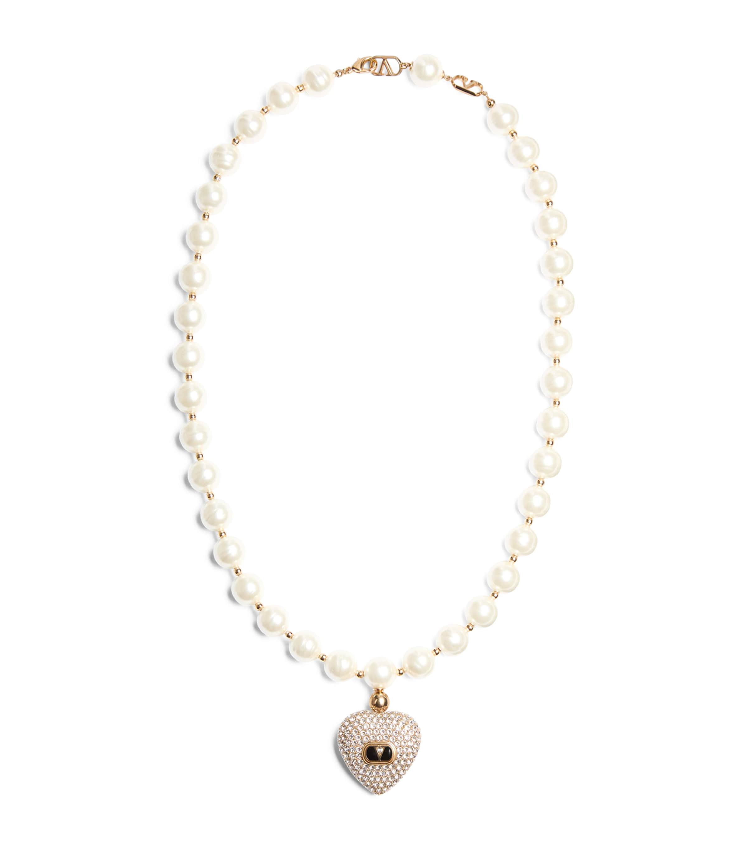 Valentino Garavani Metallic VLOGO Signature Pearl Necklace