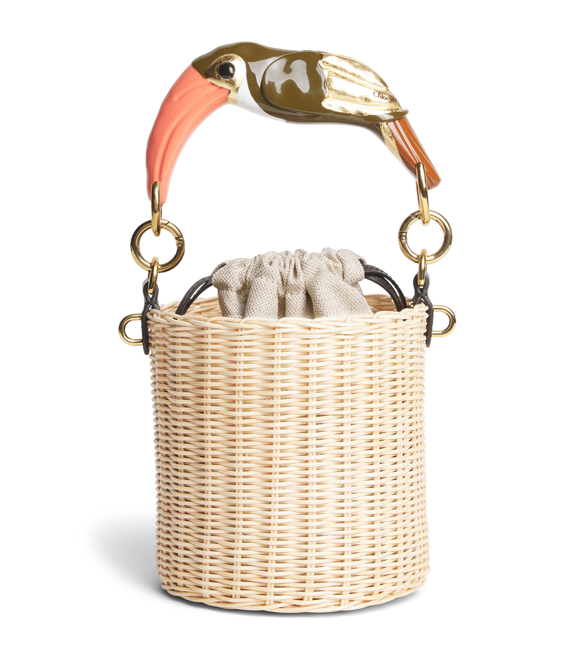Chloé Small Woven Tropicus Bucket Bag Hot Sand