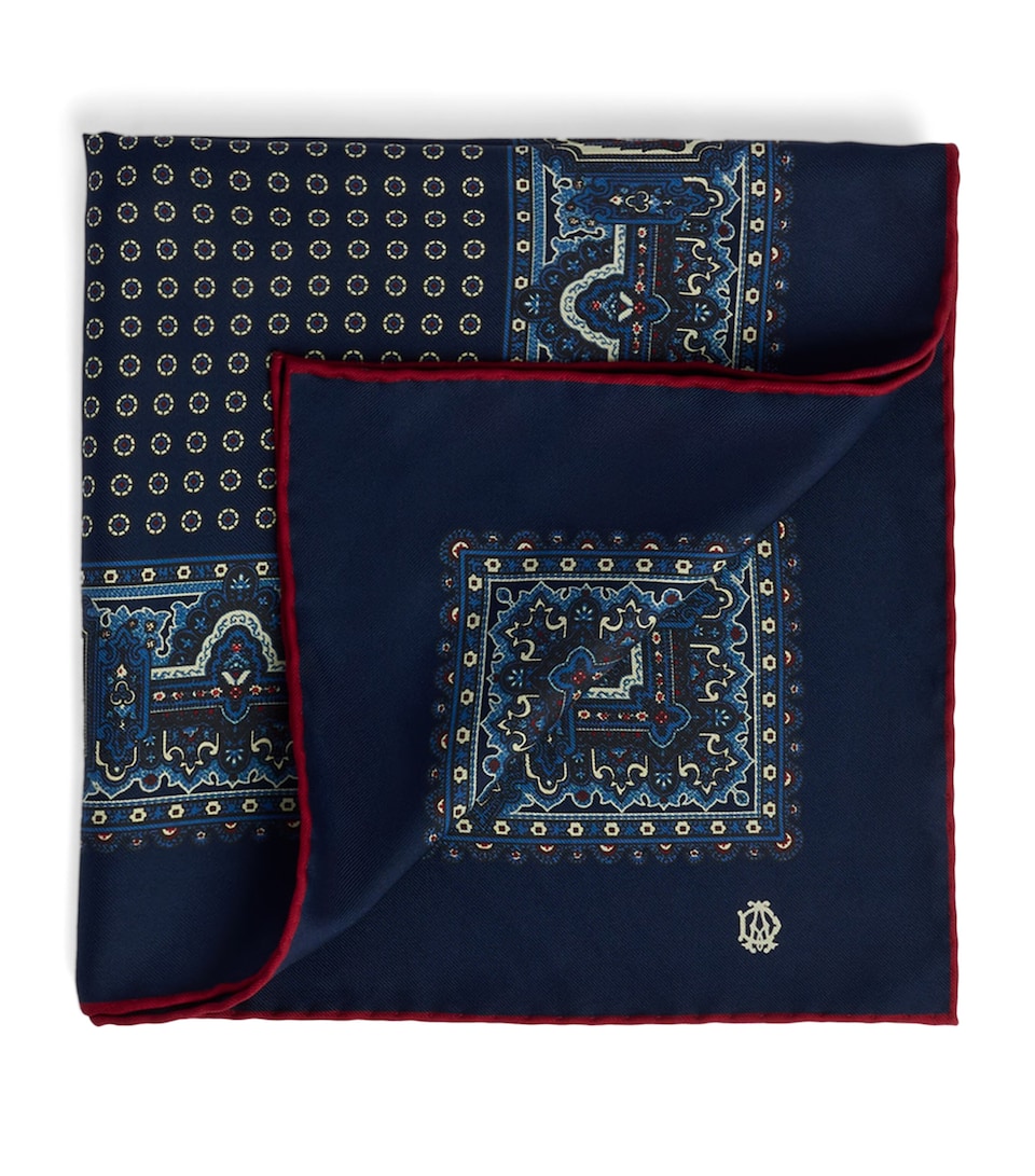 Dunhill Silk Printed Neckerchief Navy