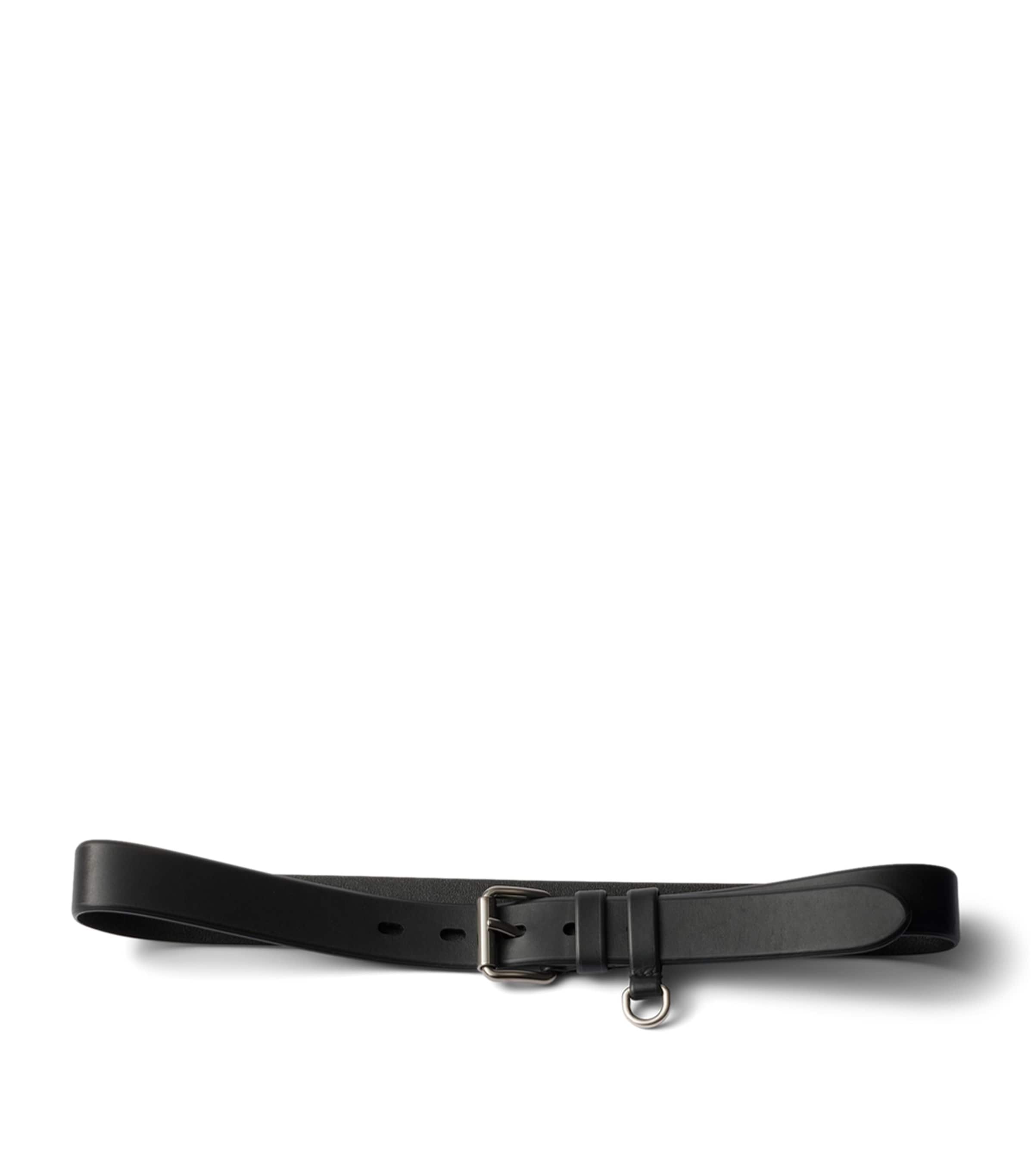Prada Leather Double-Loop Belt Black