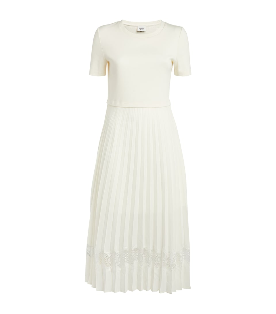 Lace-Trim Pleated Dress