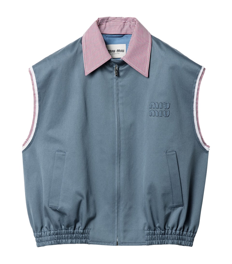 Miu Miu Womens Cotton Chino Vest Blue