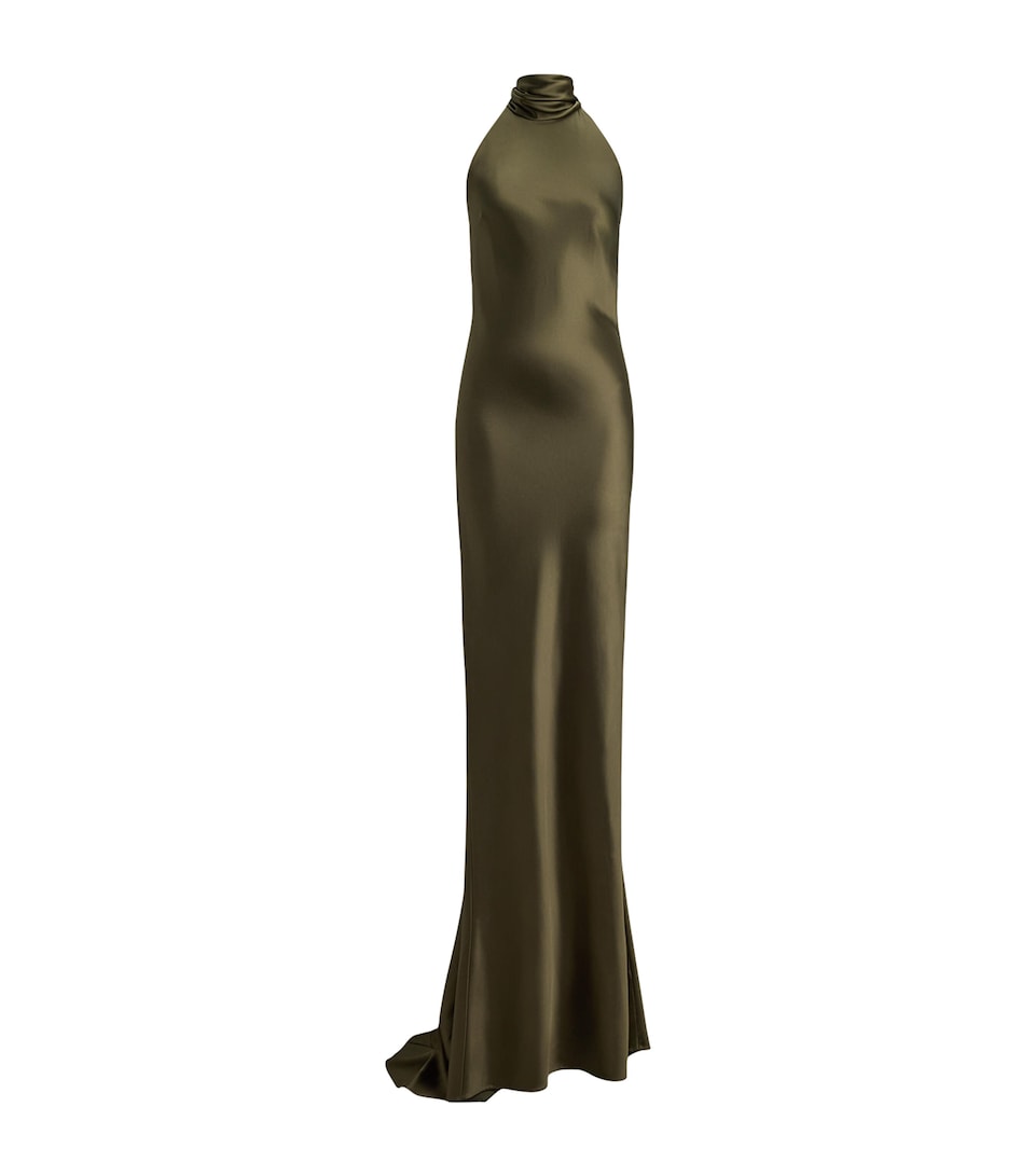 Ralph Lauren Collection Womens Satin Chilton Maxi Dress Cypress