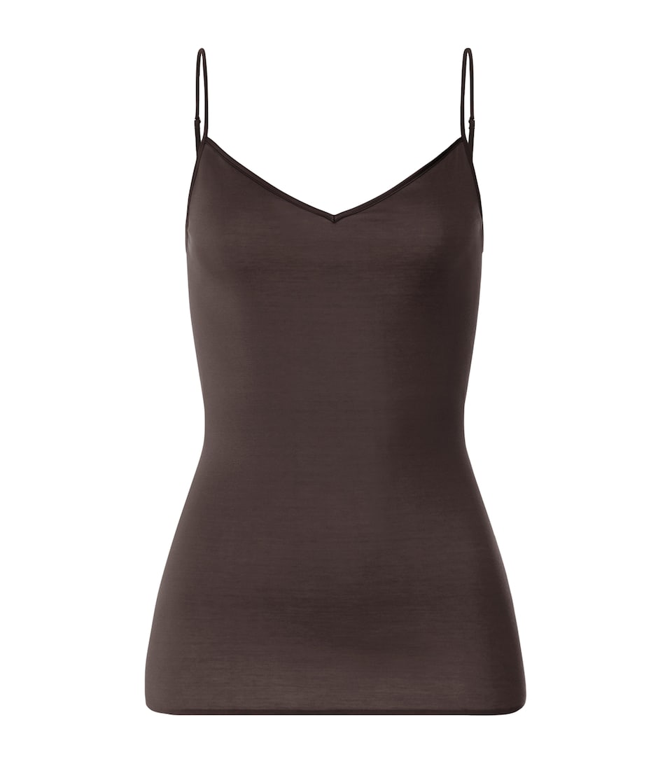 Hanro Womens Cotton Seamless Camisole Dark Mocha