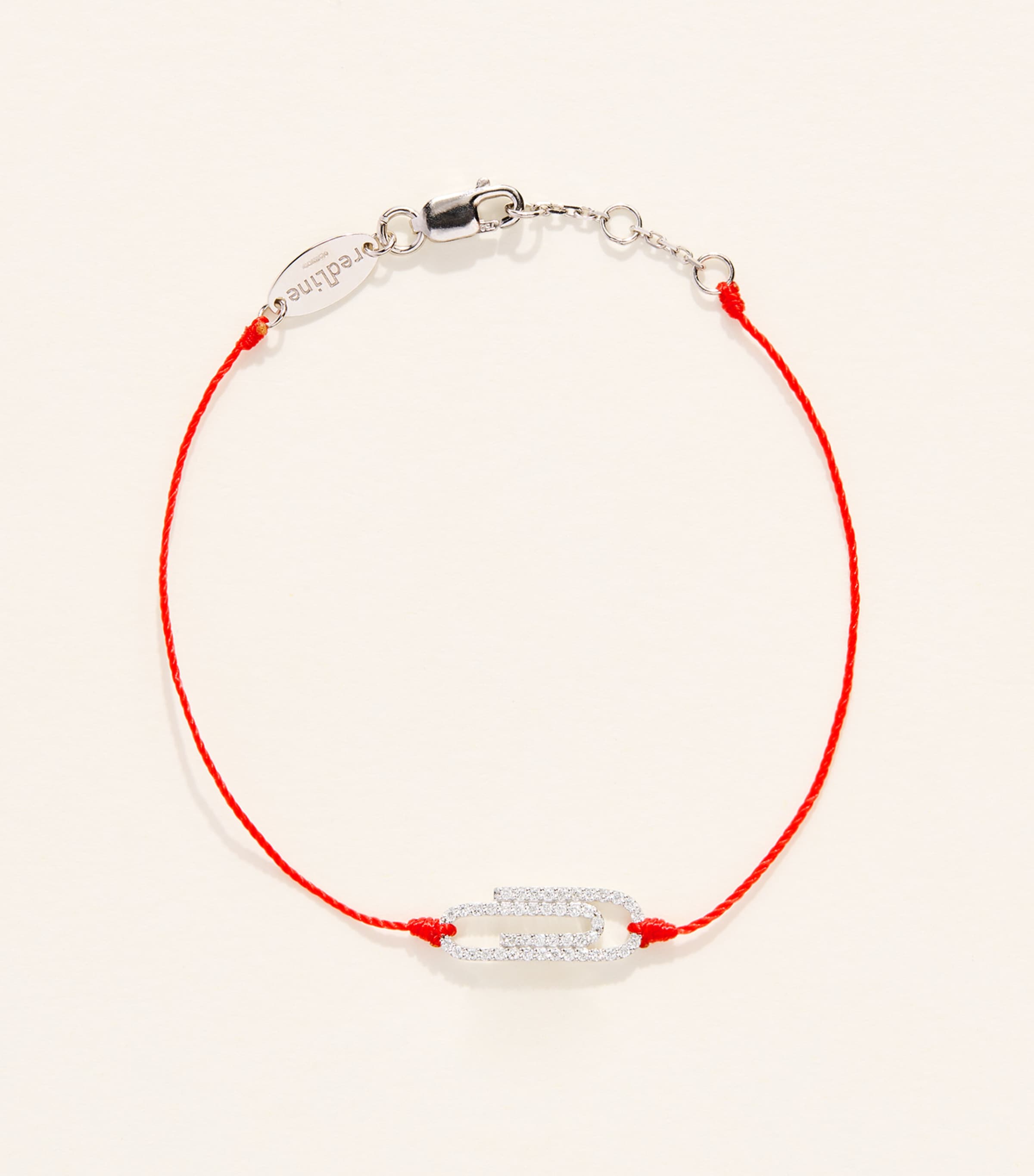 Redline White Gold and Diamond Trombone Bracelet Red