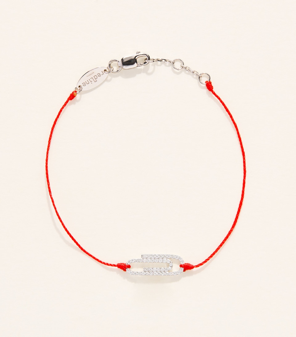 Redline White Gold and Diamond Trombone Bracelet Red