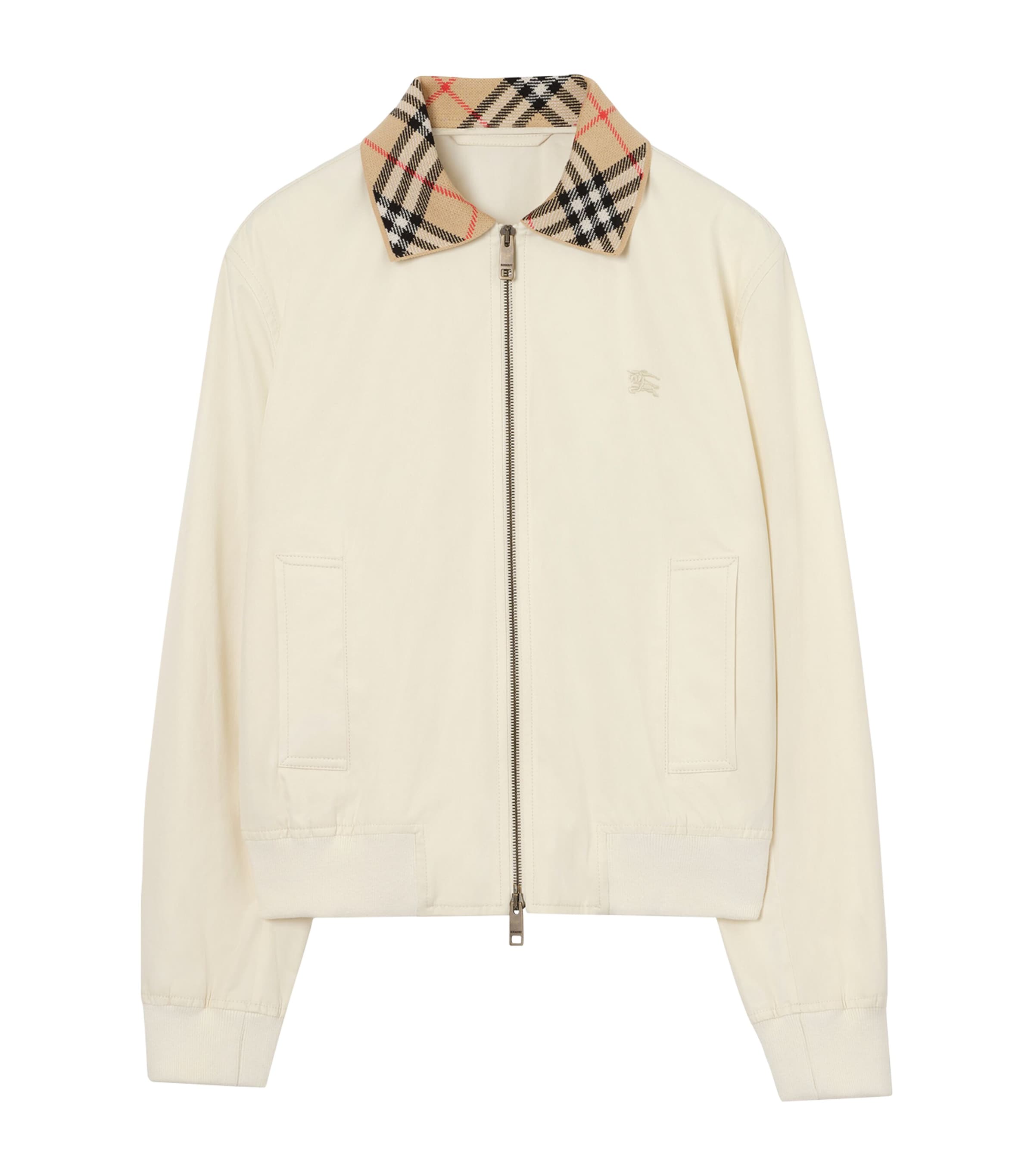 Burberry Womens Cotton Gabardine Jacket Tundra White