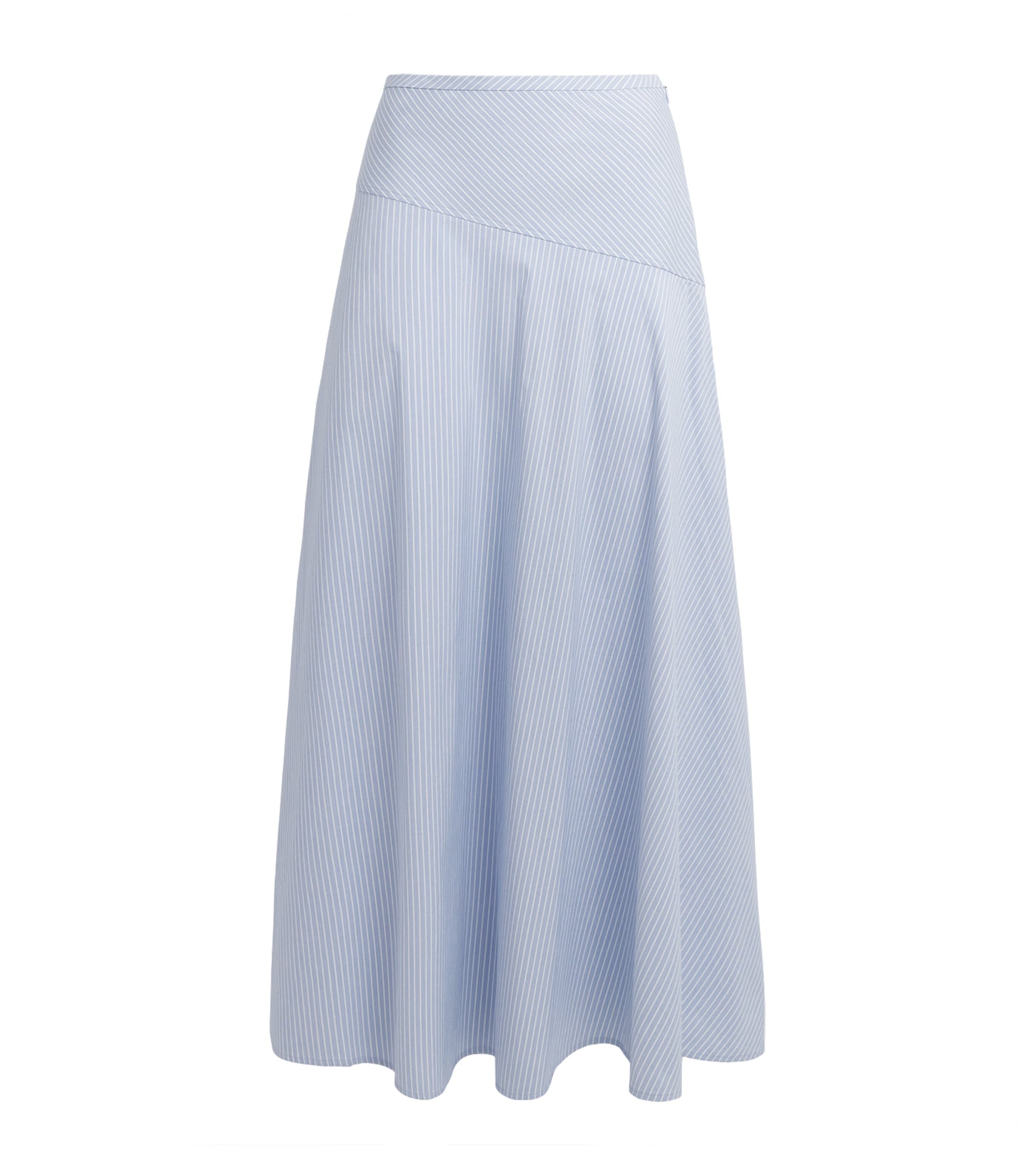 Theory Womens Stripe Midi Skirt Blue Multi