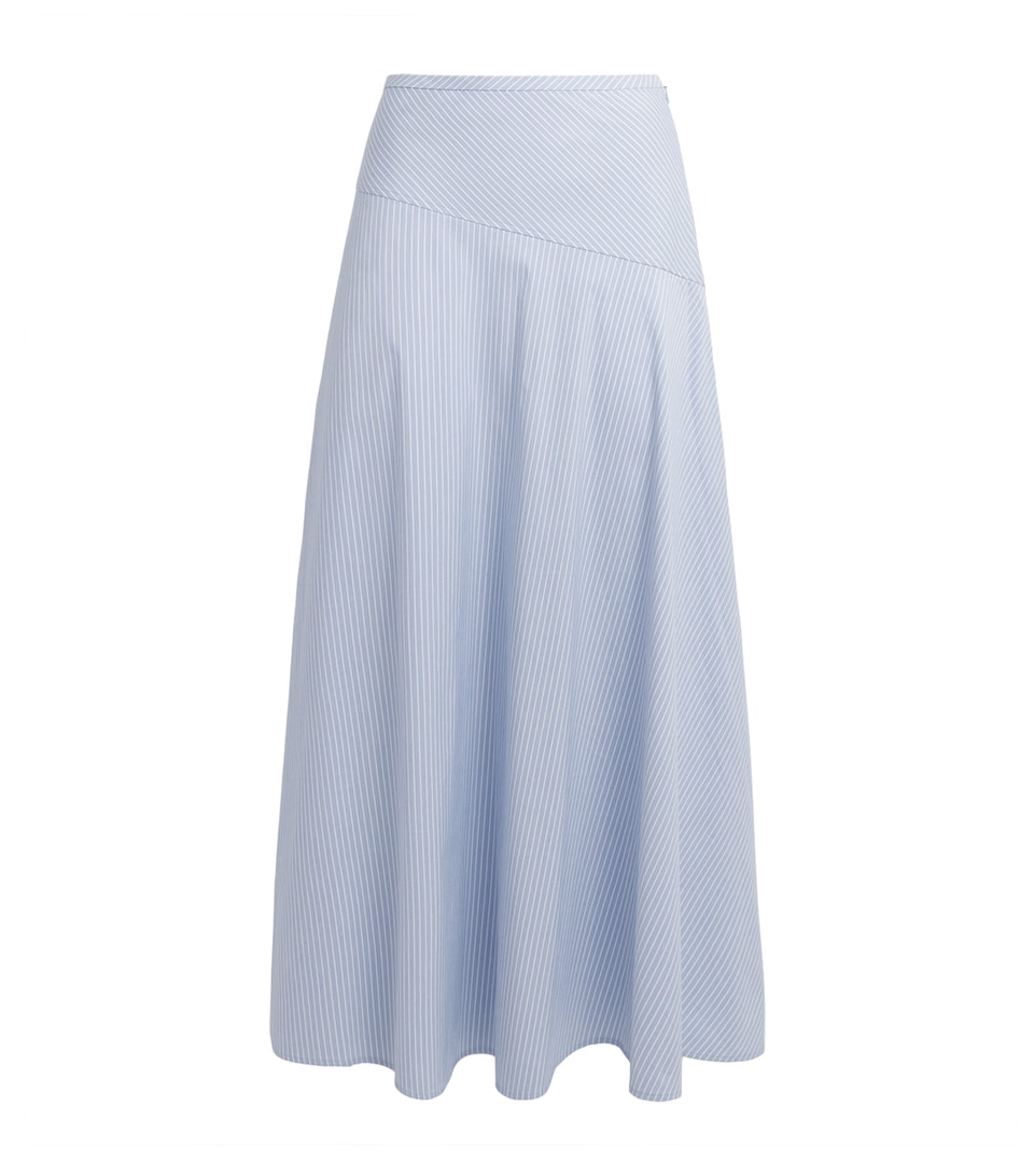 Theory Womens Stripe Midi Skirt Blue Multi