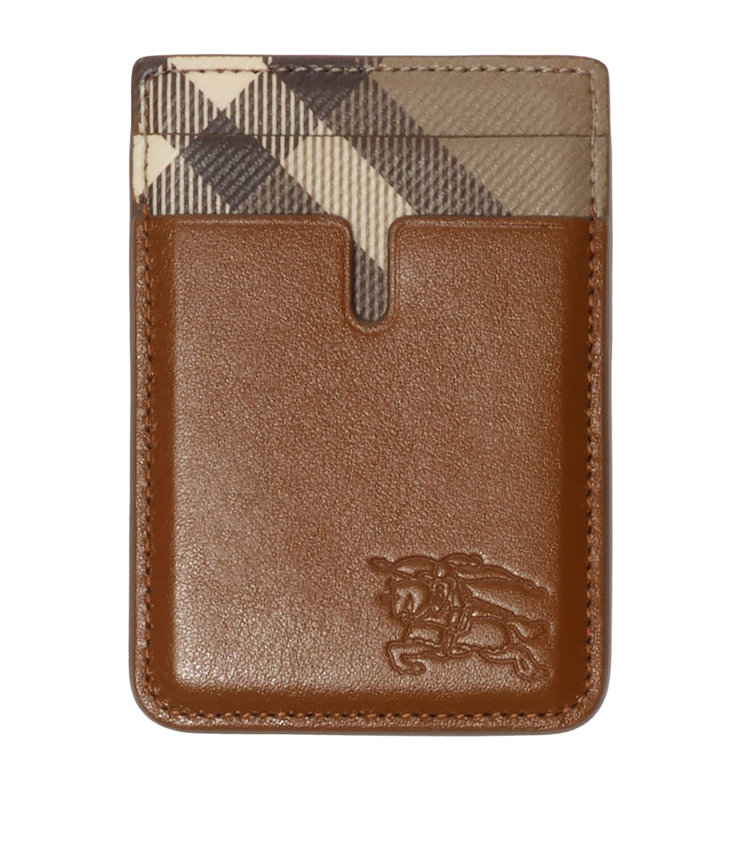 Burberry Pop Check Magnetic Card Holder Finch Brown/hazel
