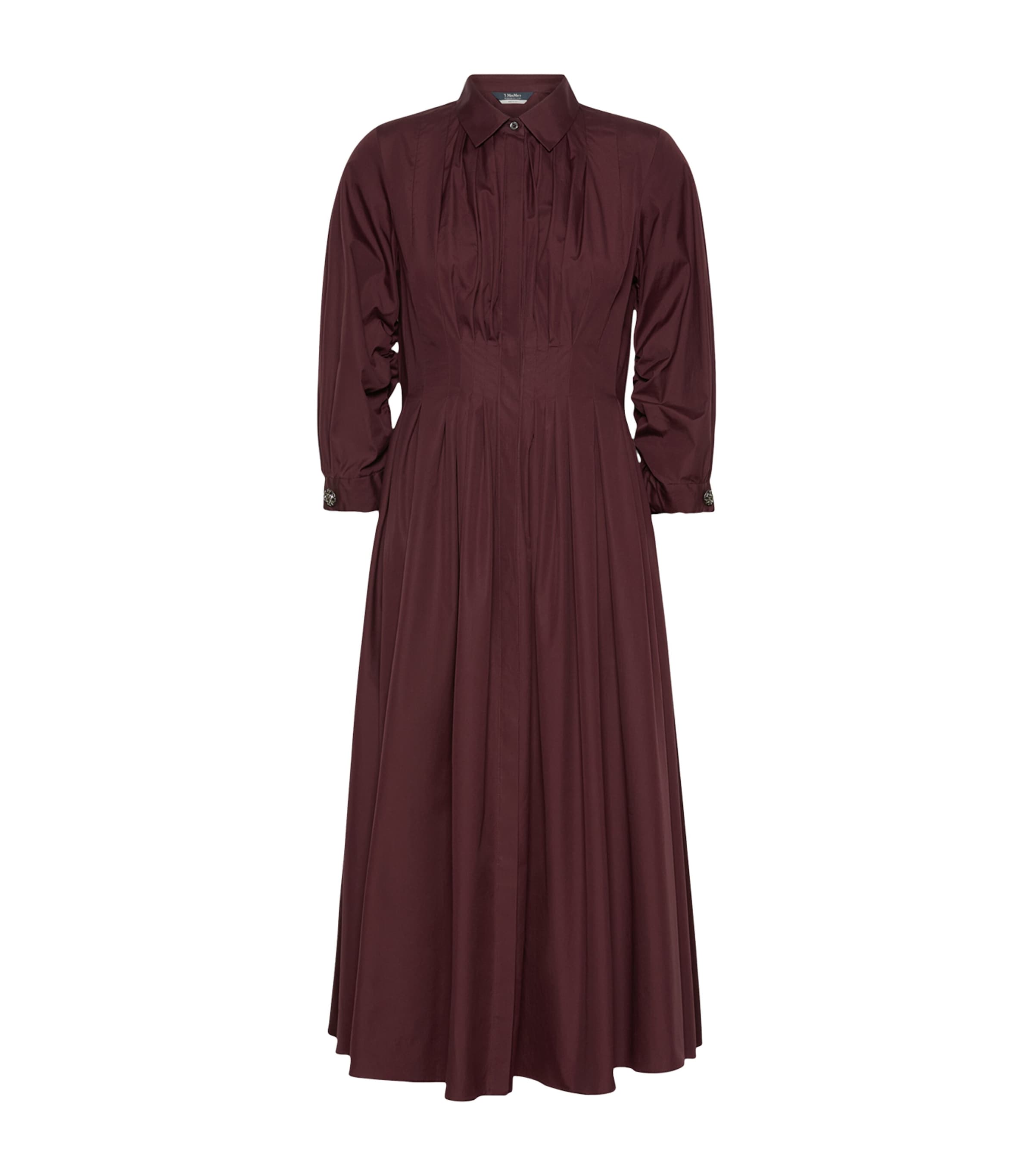Max Mara Womens Cotton Poplin Shirt Dress Dark Red