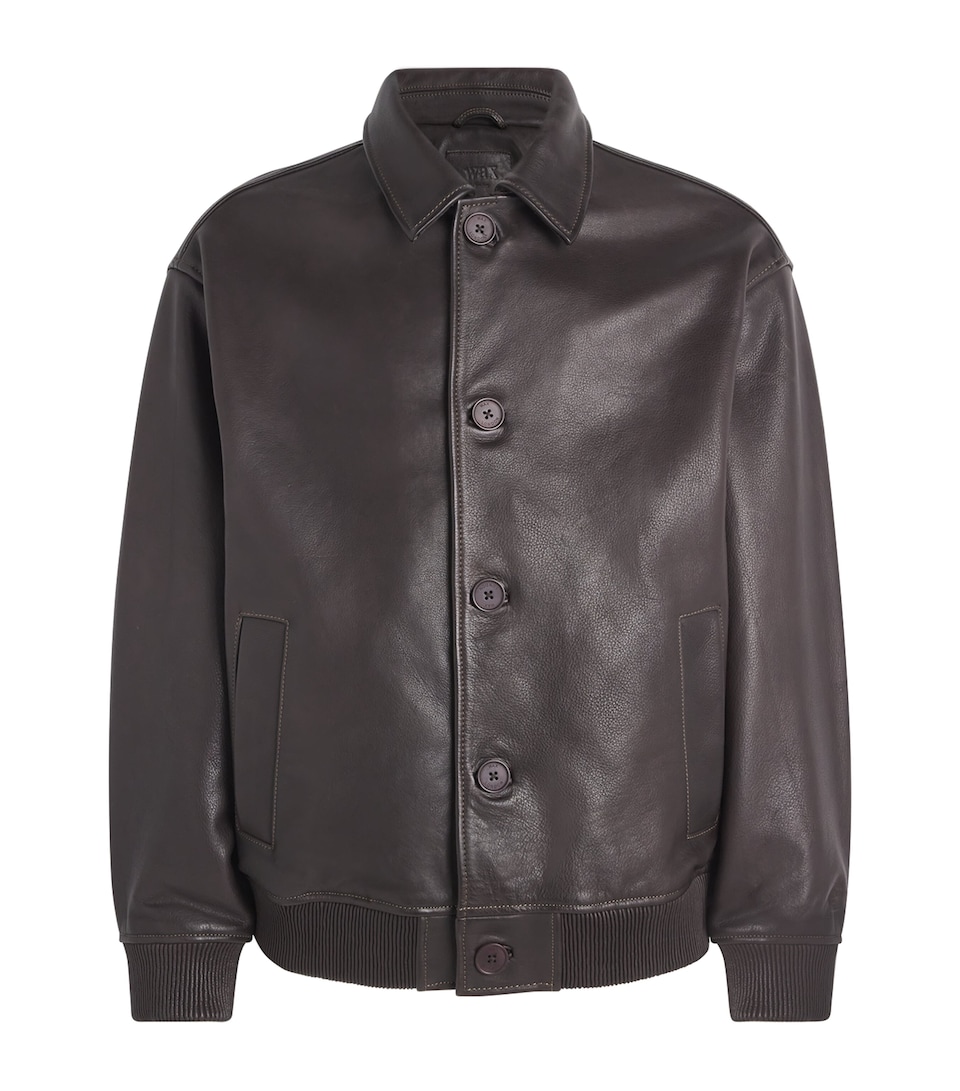 Wax London Mens Fitzroy Flight Leather Jacket Dark Brown