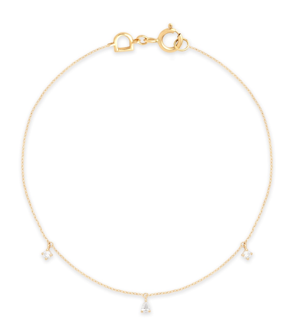 Yellow Gold and Diamond Pear Charm Bracelet