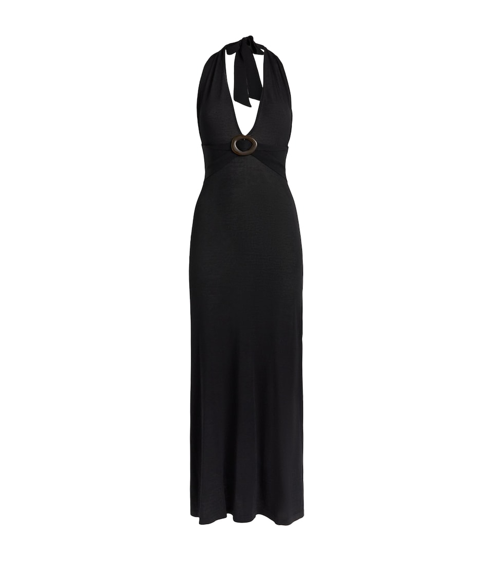 AWAY THAT DAY Womens Mozambique Knitted Maxi Dress Black