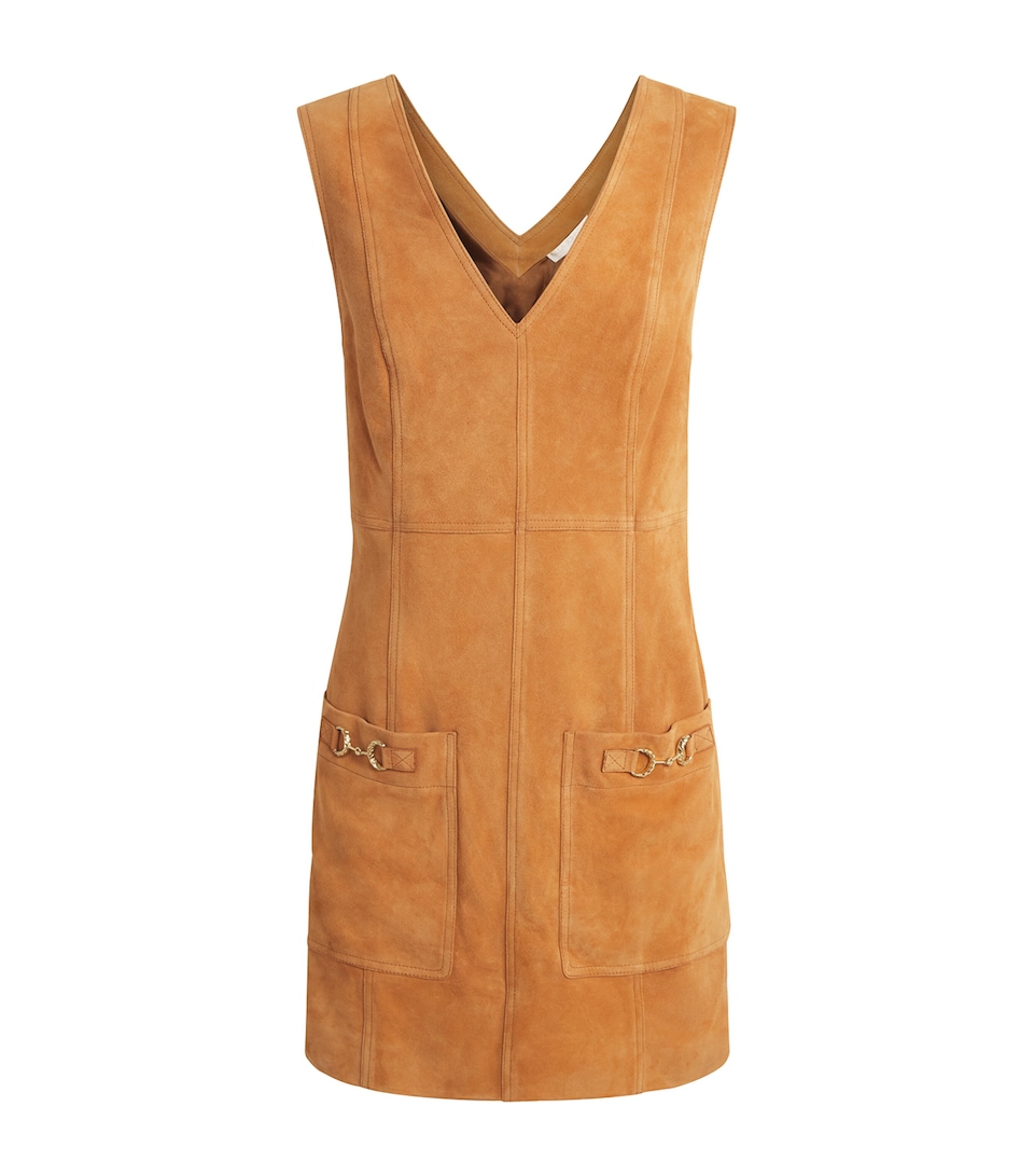 Ulla Johnson Womens Suede Sloane Mini Dress Cognac