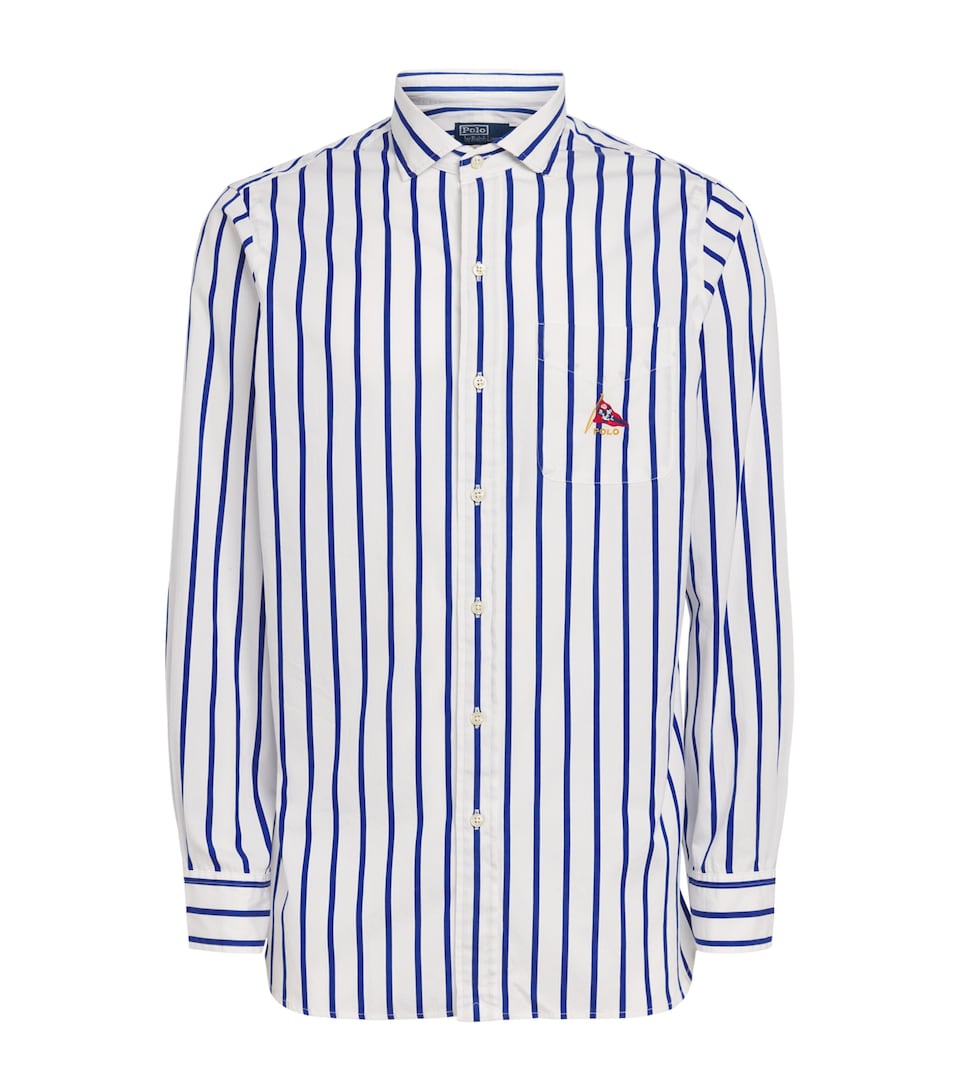 Polo Ralph Lauren Mens Broadcloth Stripe Shirt White Royal
