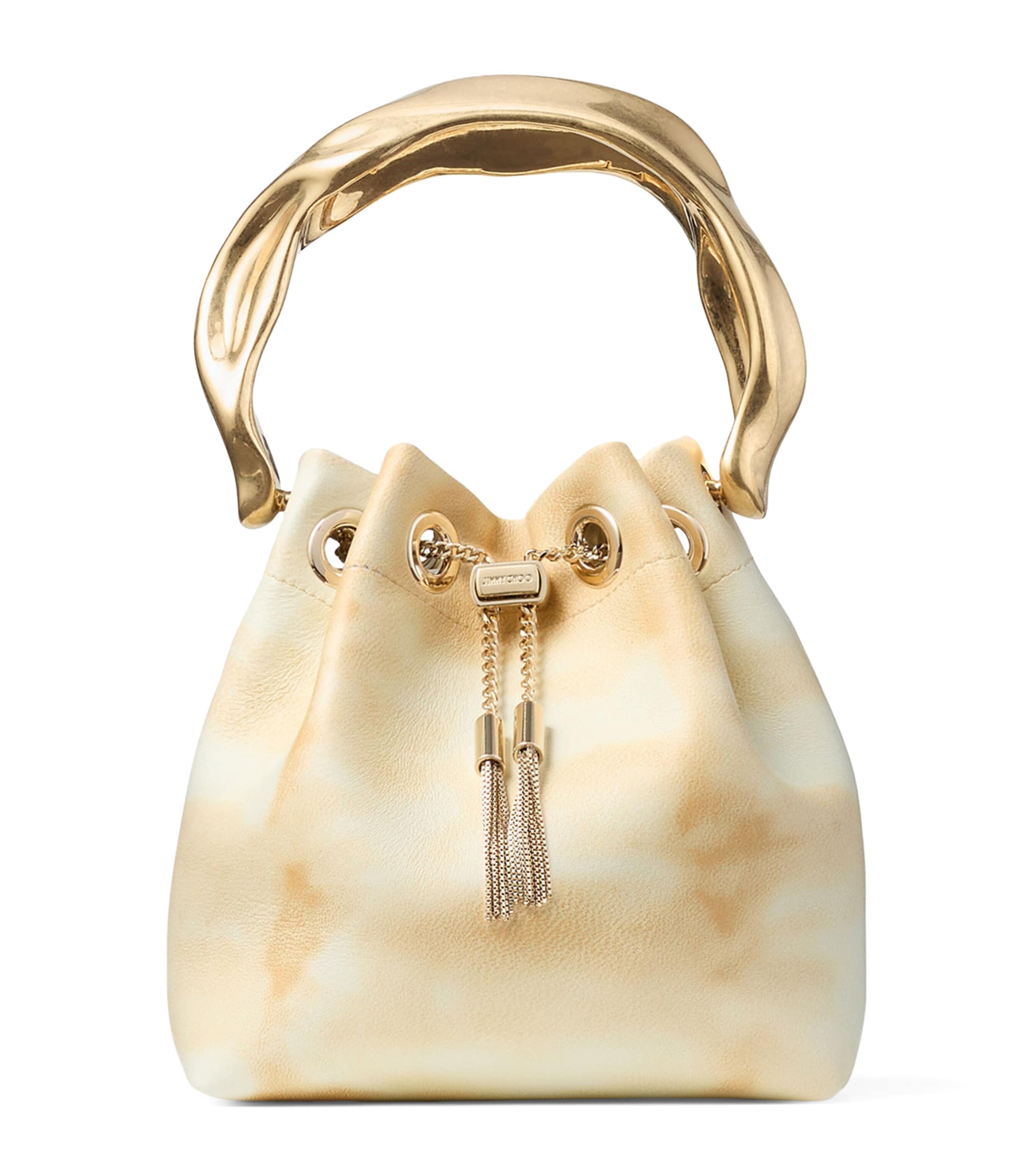 Jimmy Choo Bon Bon Lambskin Top-Handle Bag Natural Mix/gold