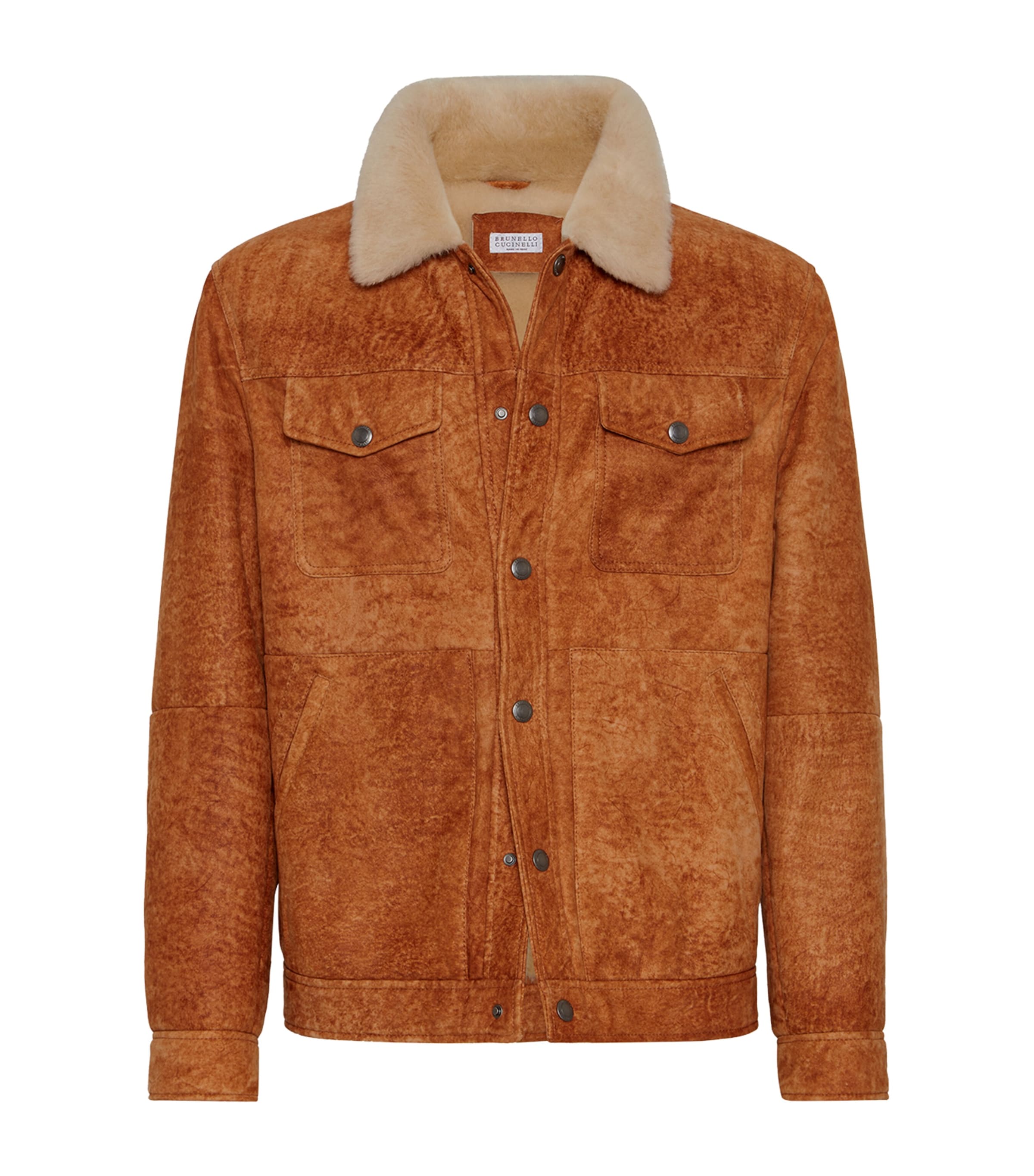 Suede-Shearling Four-Pocket Jacket