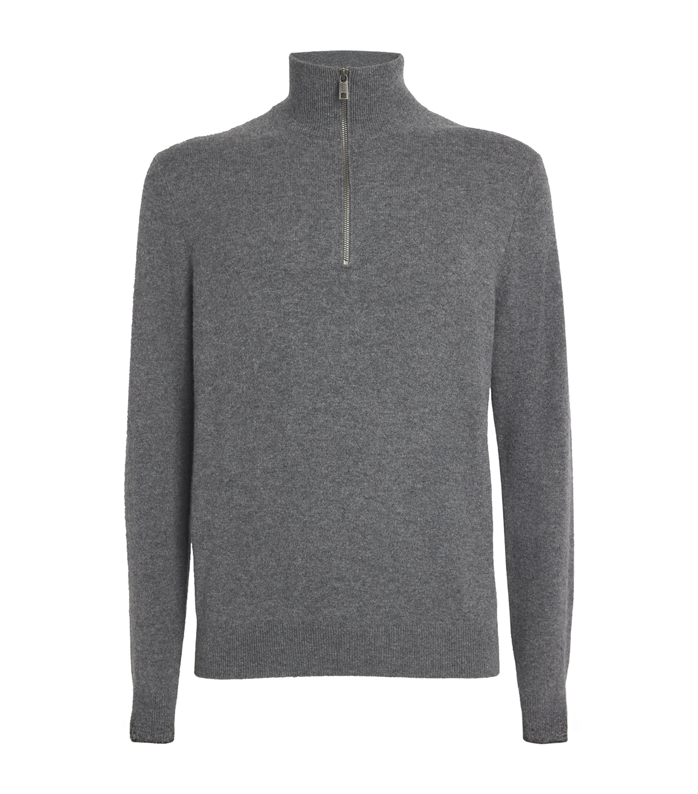 Falke Mens Cashmere Zipped Sweater Drk Gry Heather