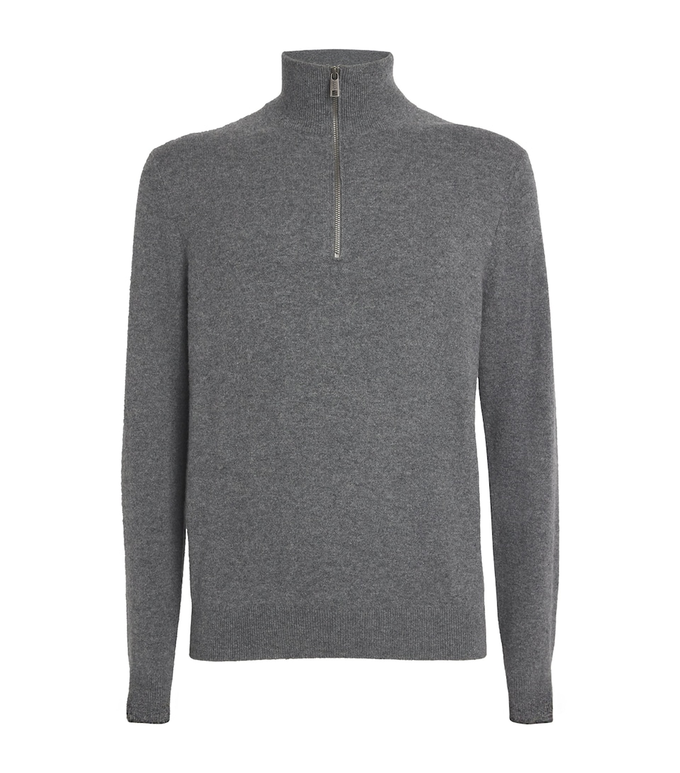 Falke Mens Cashmere Zipped Sweater Drk Gry Heather