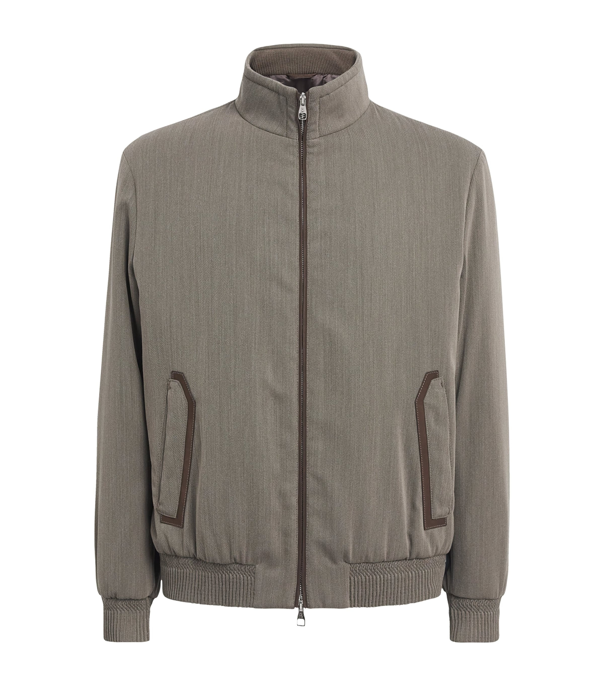 Brett Johnson Mens Wool-Blend Bomber Jacket Verde Lieve