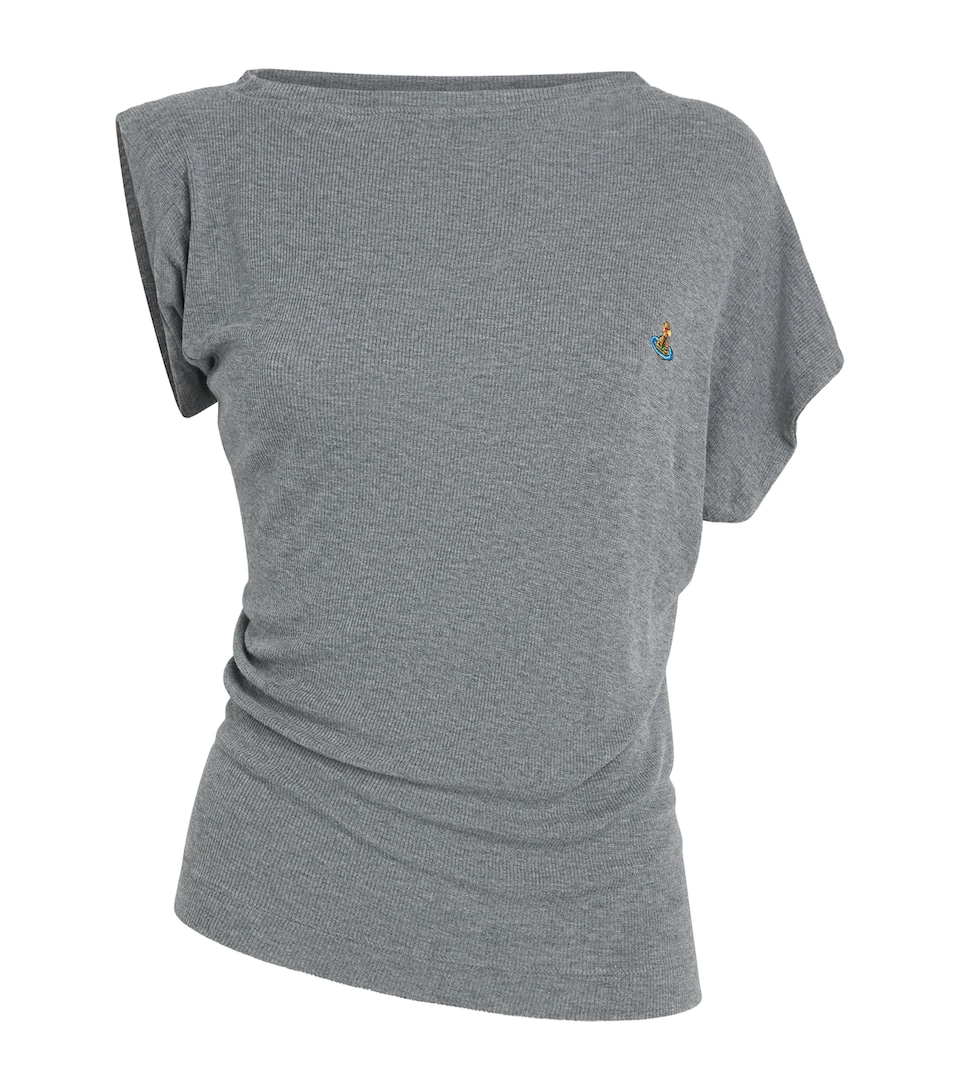 Vivienne Westwood Womens Asymmetric Orb Hebo Top Grey Melang