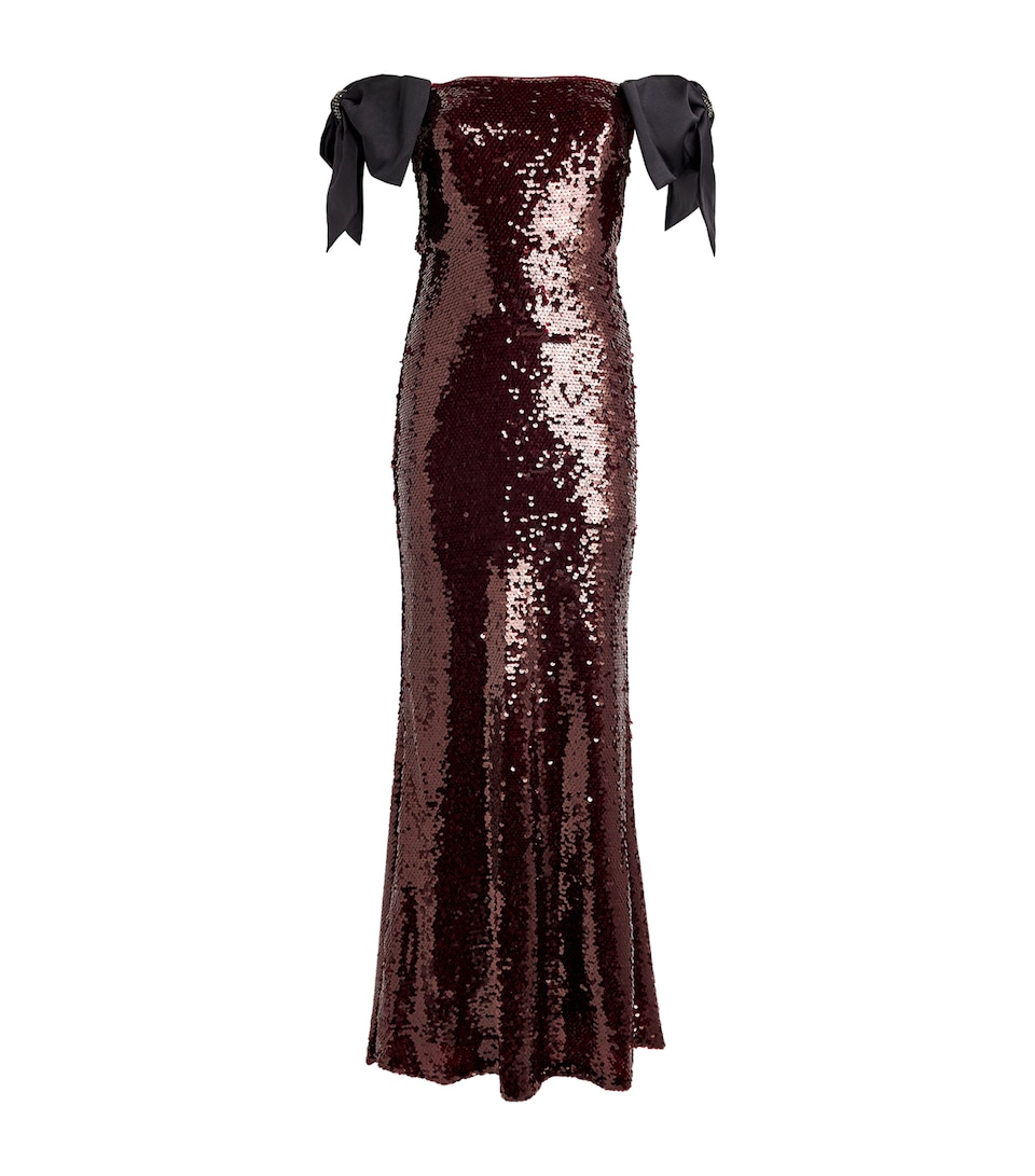Sequin Off-The-Shoulder Maxi Dress