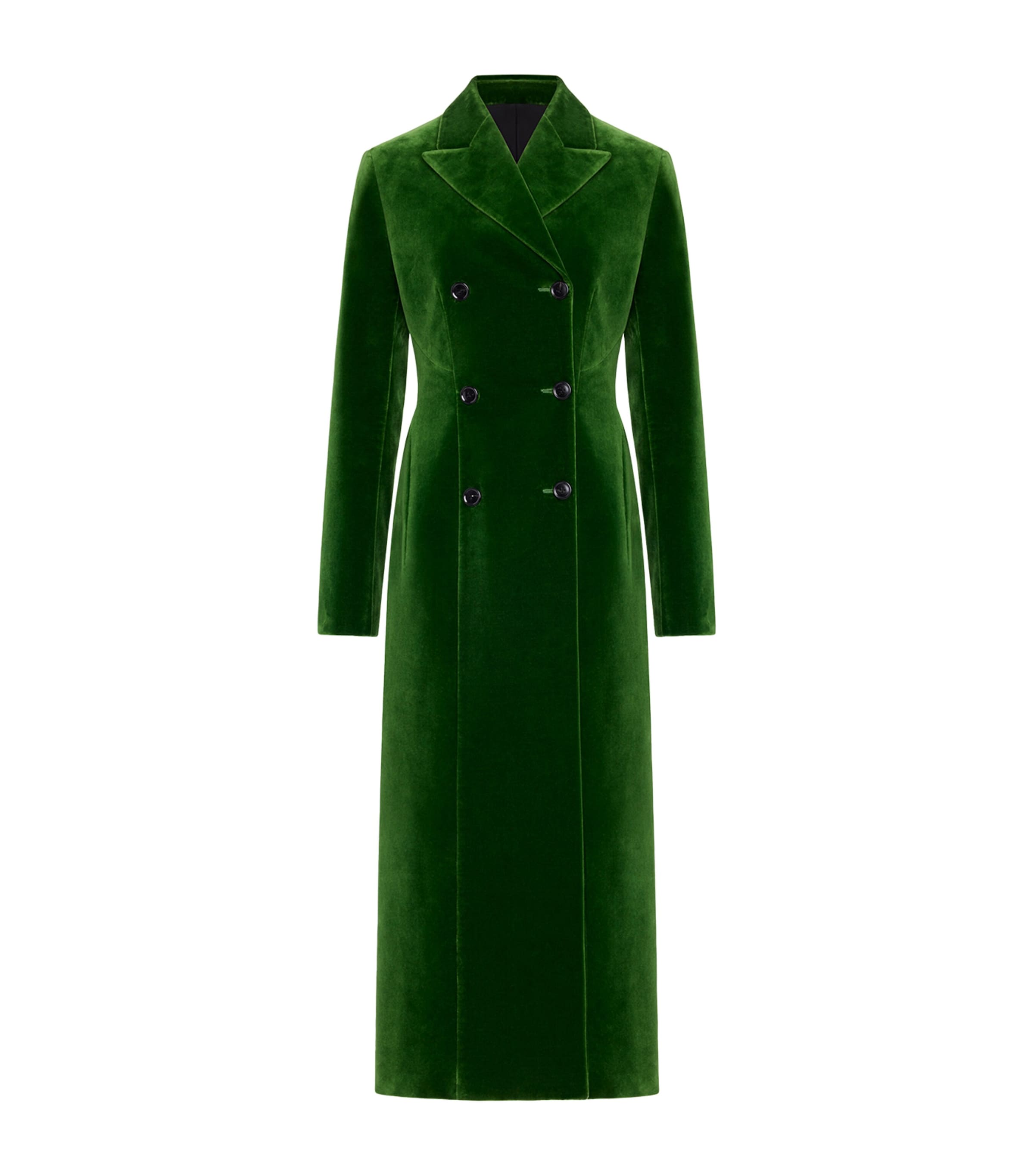 Alaïa Womens Velvet Double-Breasted Overcoat Green