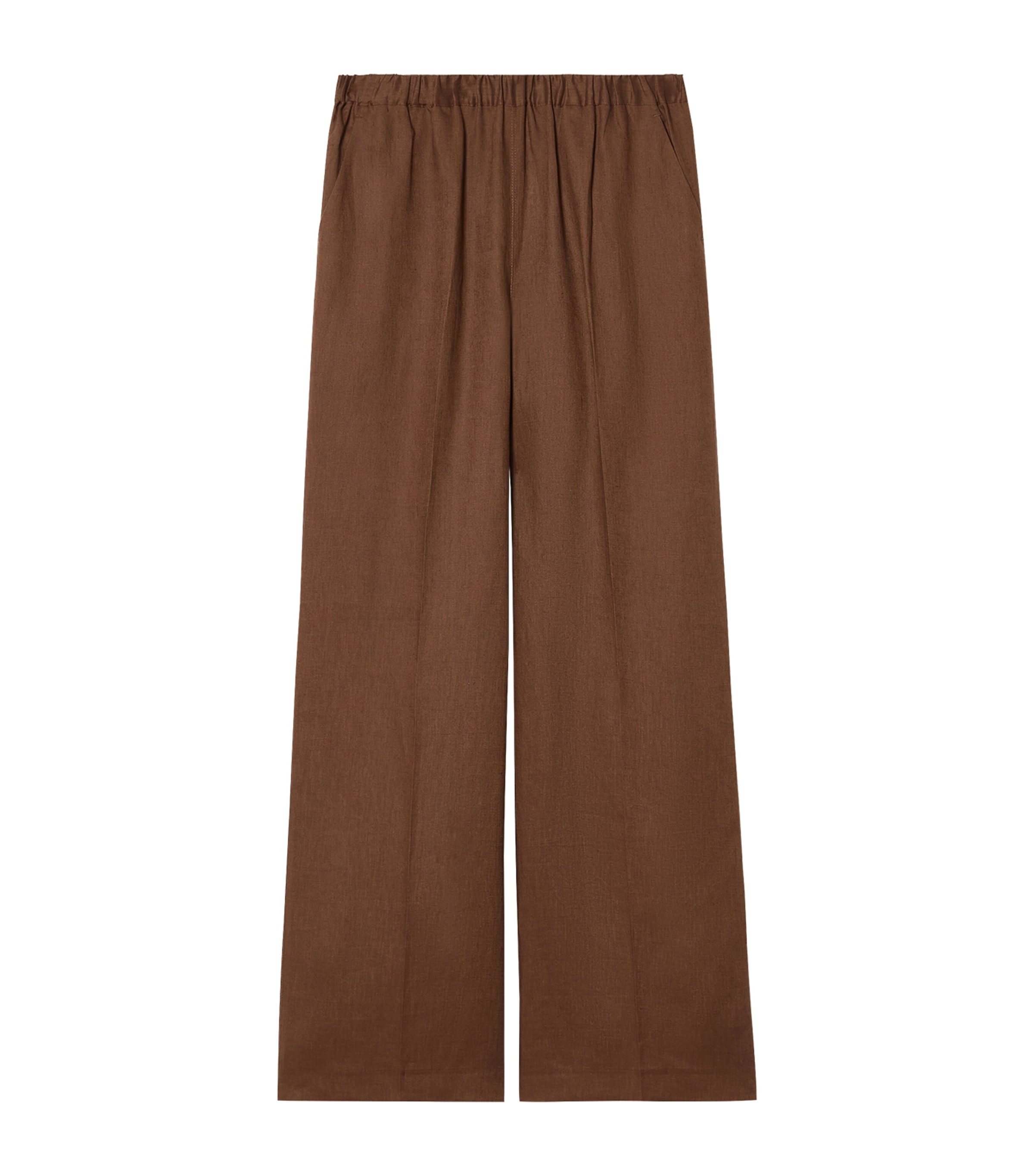 Marina Rinaldi Womens Linen Wide-Leg Trousers Cocoa