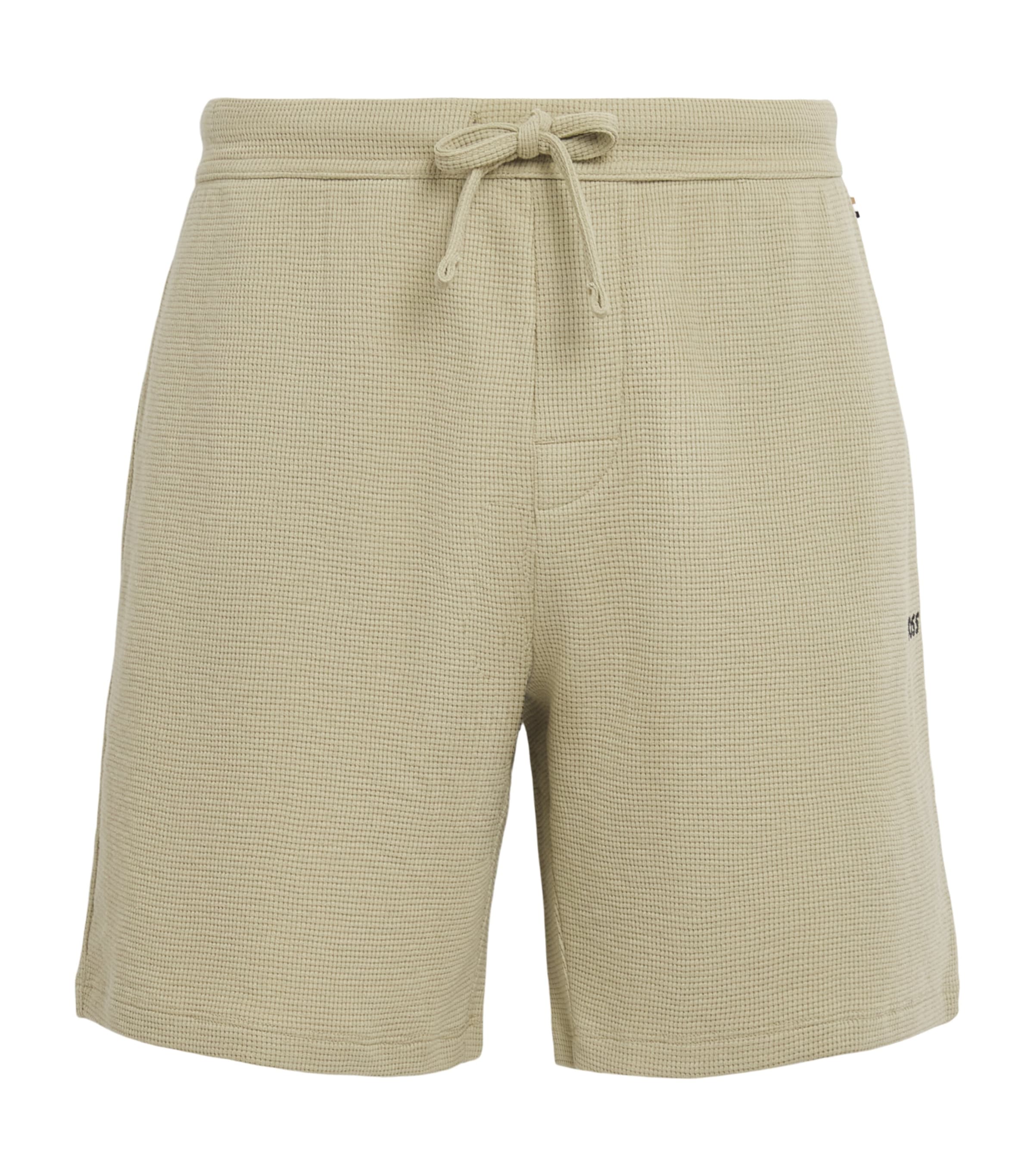 BOSS Mens Waffle-Knit Logo Shorts Light/pastel Grn
