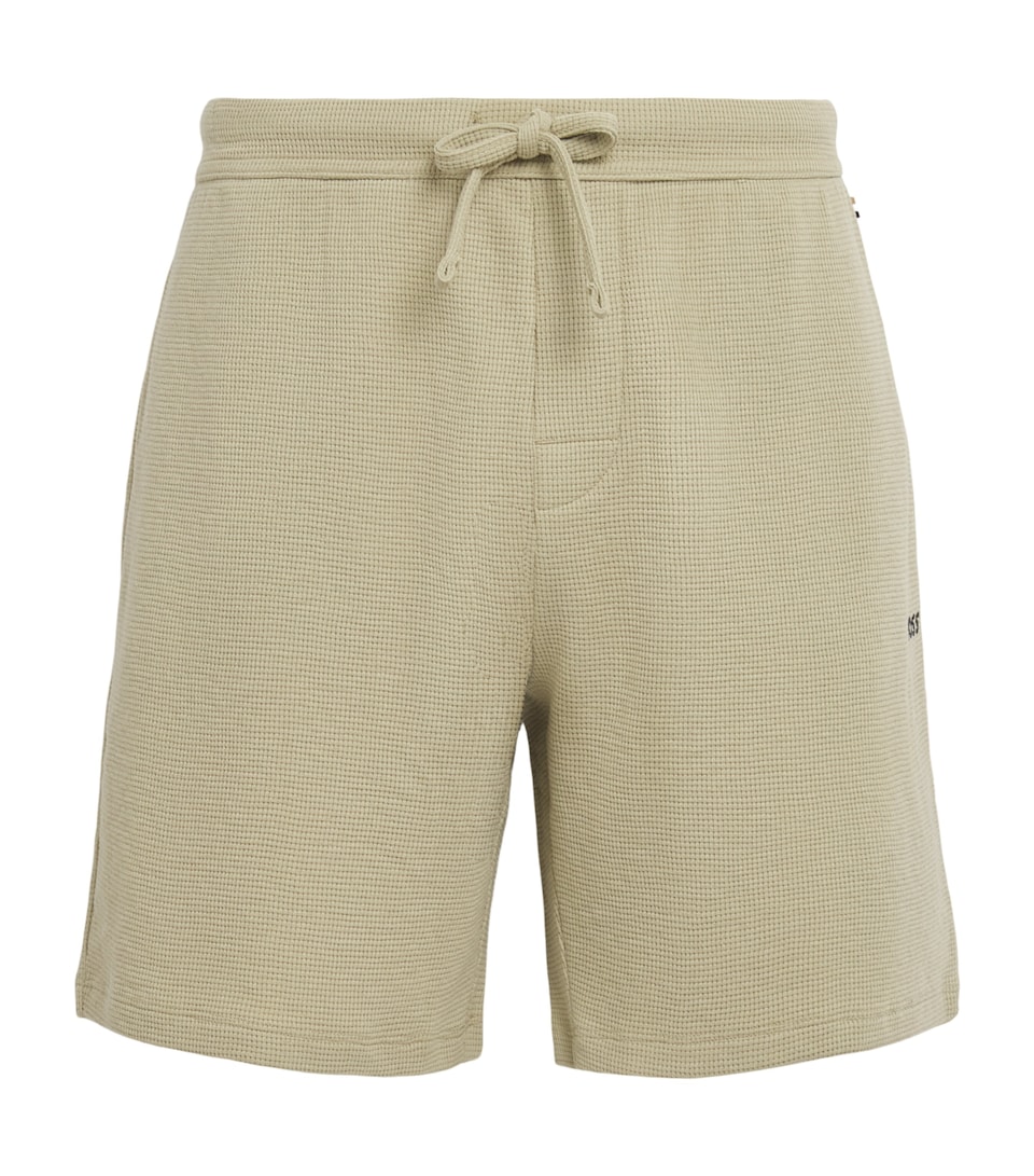 BOSS Mens Waffle-Knit Logo Shorts Light/pastel Grn