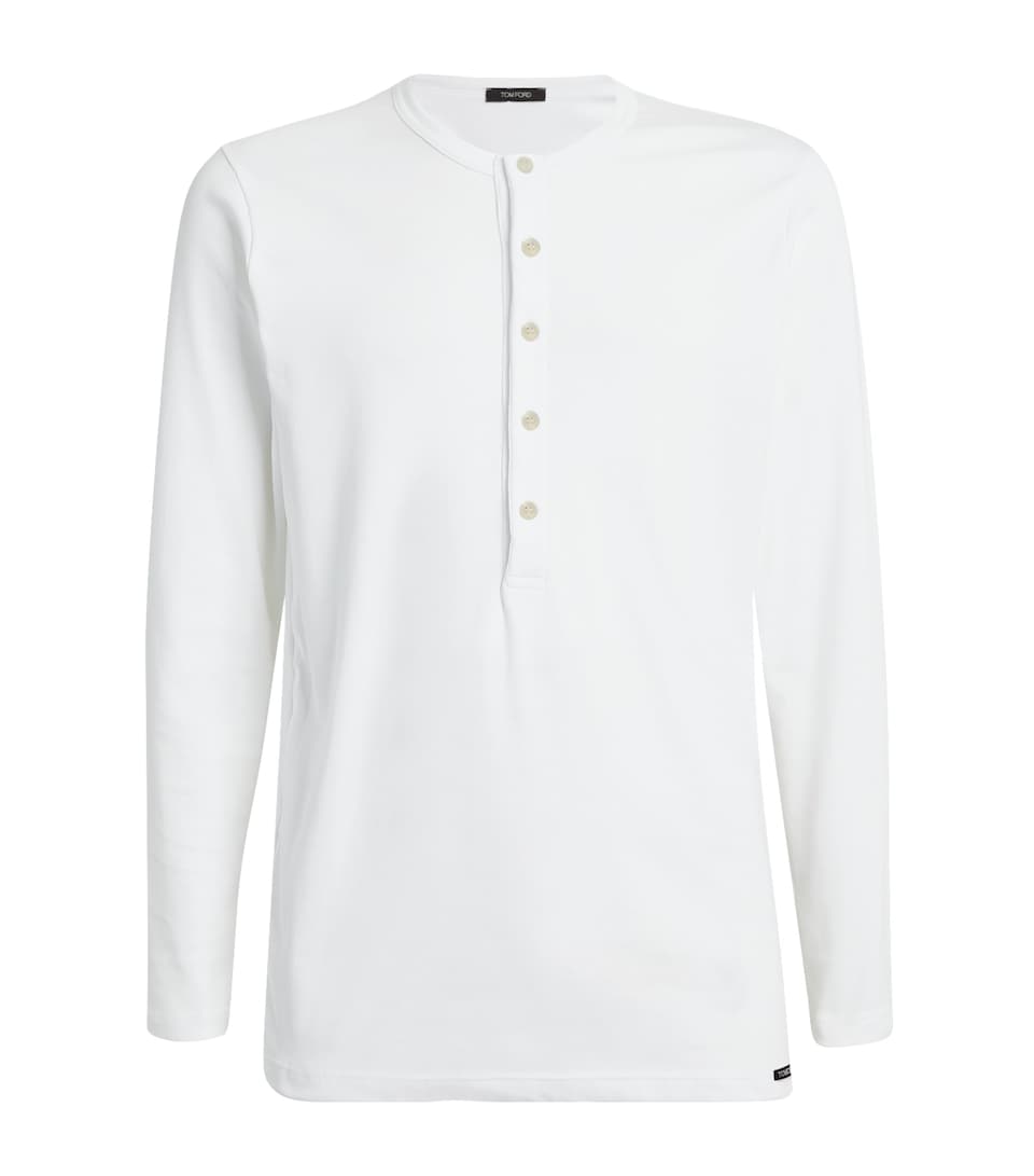 TOM FORD Mens Henley Lounge Shirt White