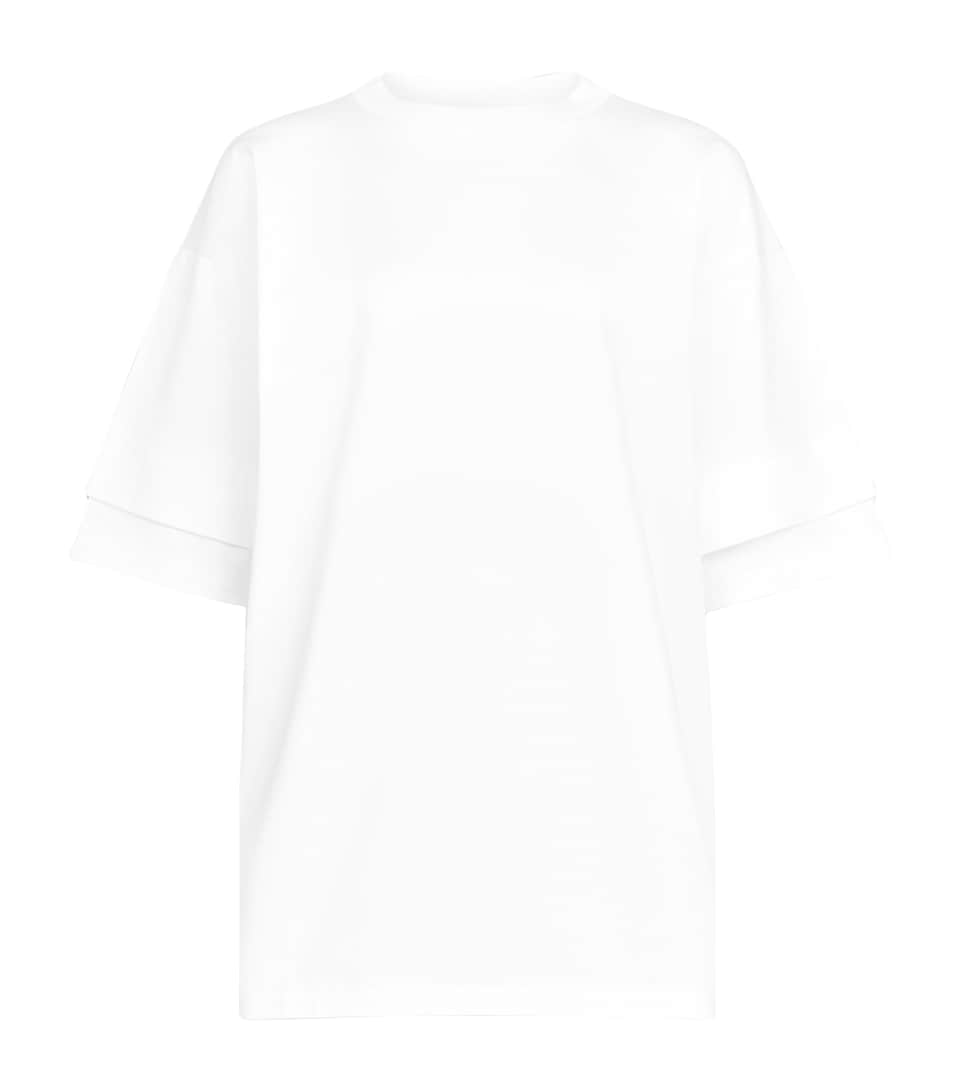 Alaïa Womens Cotton Layered T-Shirt Blanc