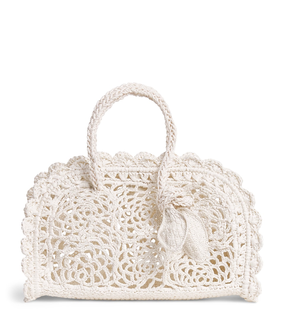 Jacquemus Raffia Le Petite Turismo Top-Handle Bag White